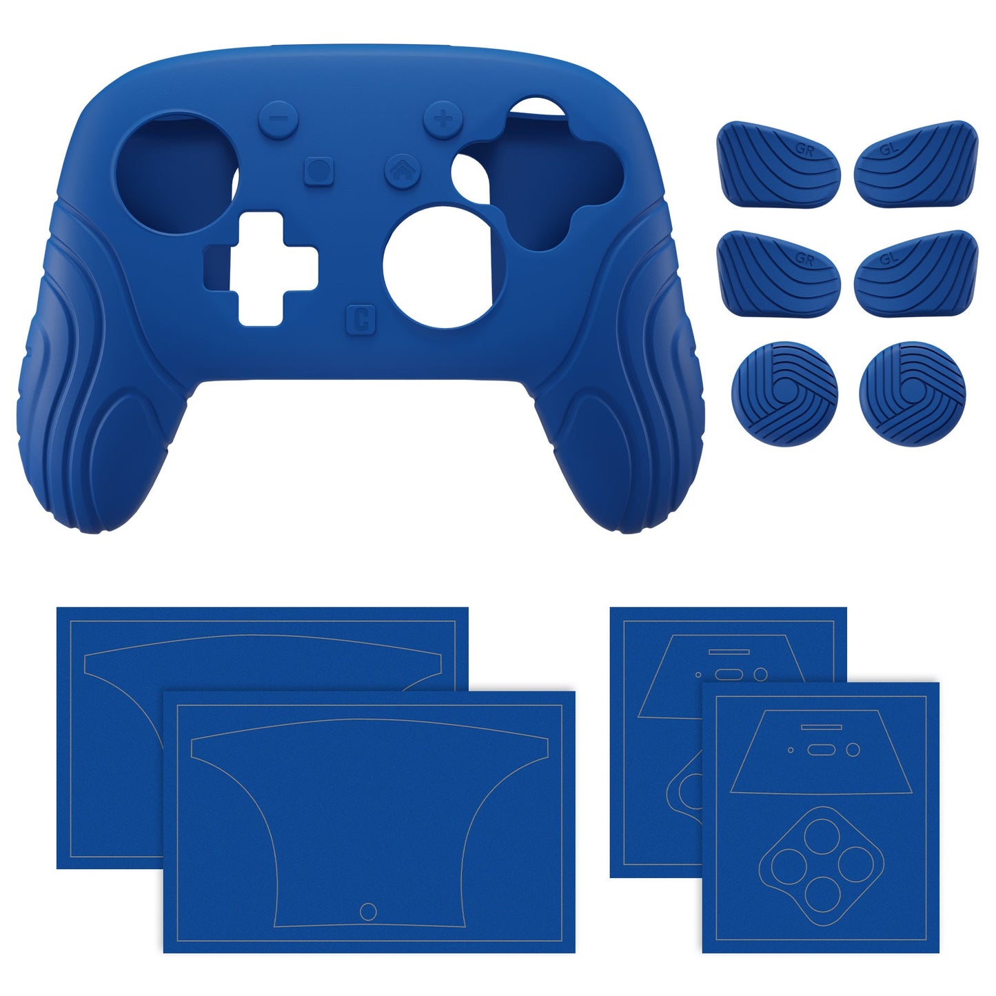 PlayVital Samurai Edition Protective Silicone Case for Nintendo Switch 2 Pro Controller with Back Button Caps & Thumb Grips & Stickers - Blue PlayVital