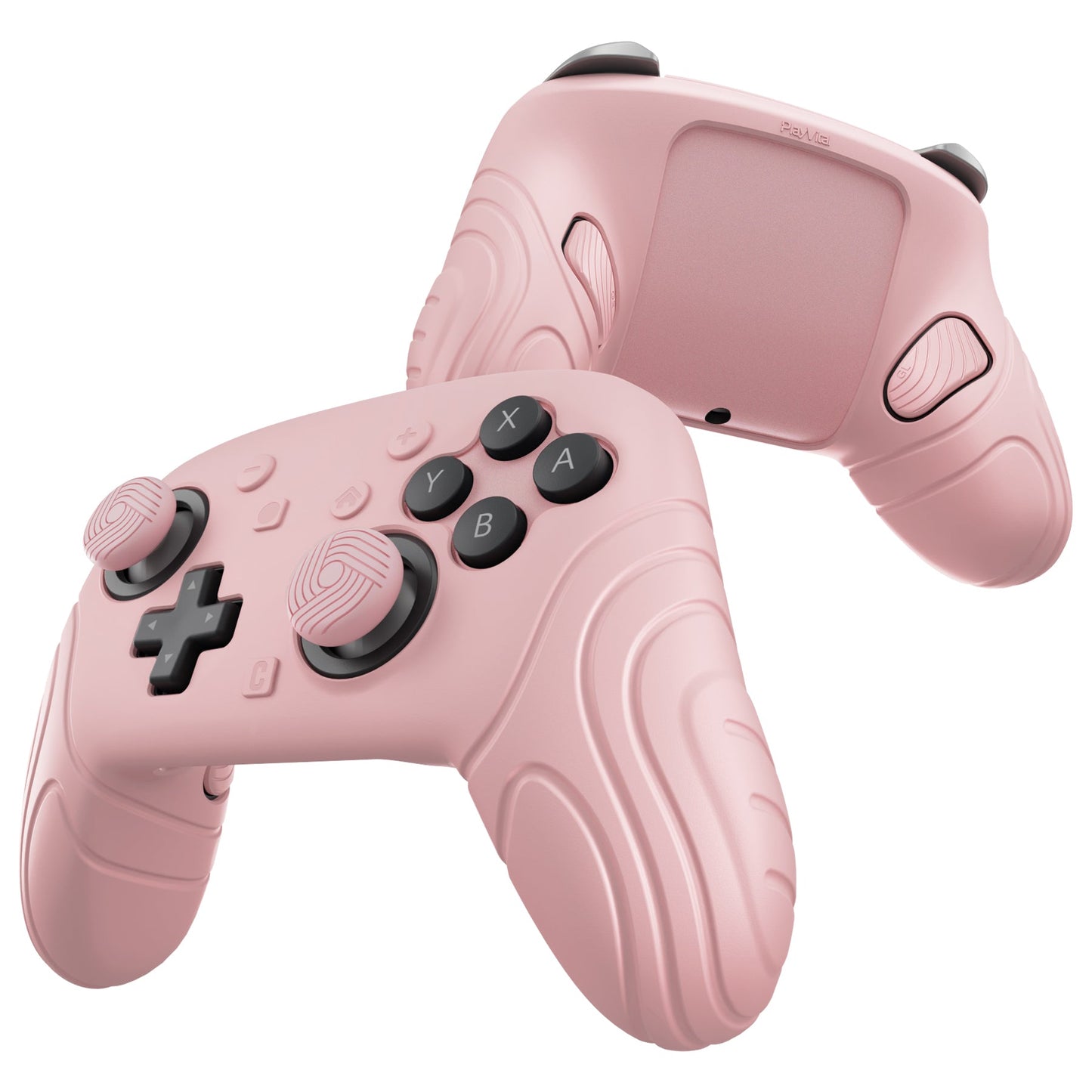 PlayVital Samurai Edition Protective Silicone Case for Nintendo Switch 2 Pro Controller with Back Button Caps & Thumb Grips & Stickers - Cherry Blossoms Pink PlayVital
