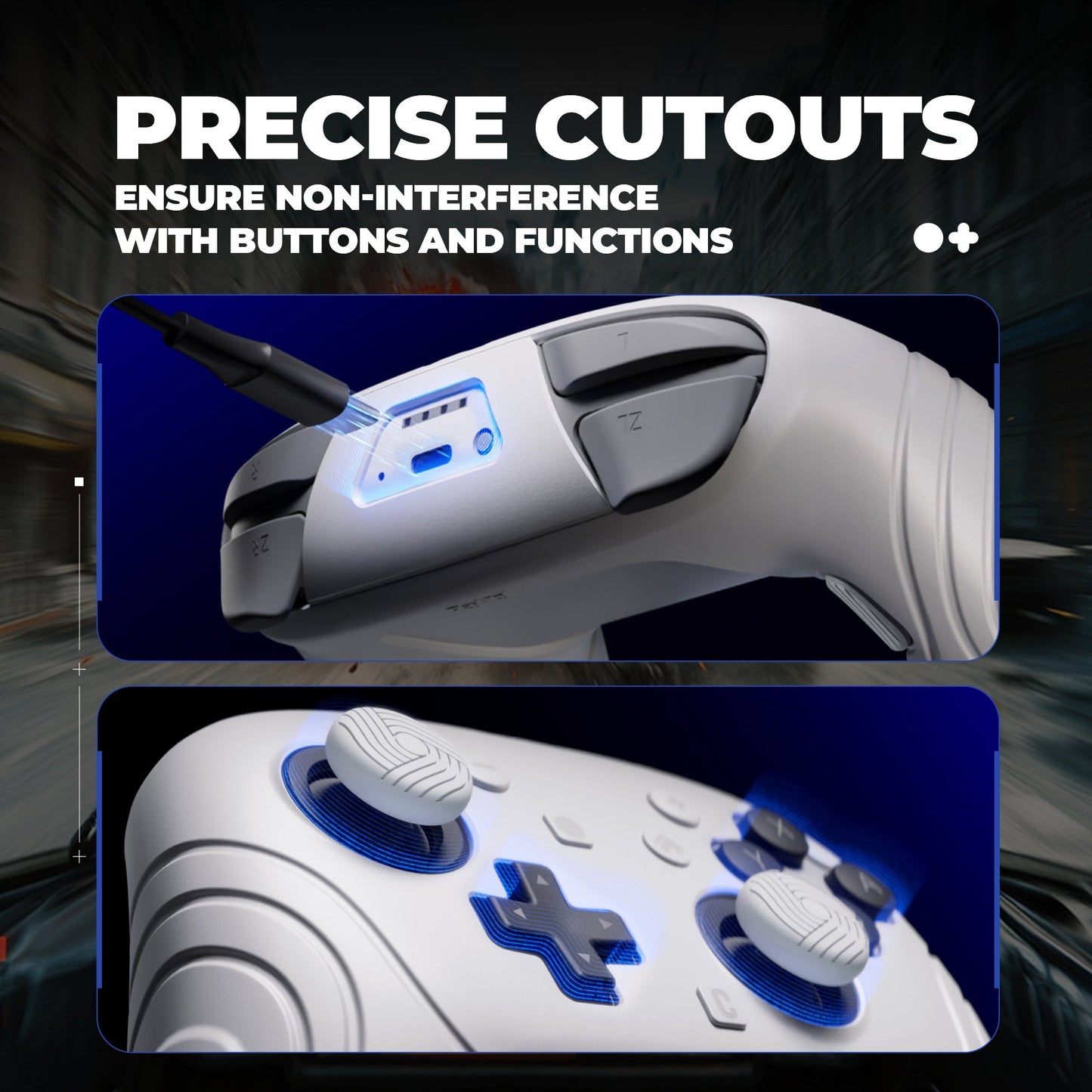 PlayVital Samurai Edition Protective Silicone Case for Nintendo Switch 2 Pro Controller with Back Button Caps & Thumb Grips & Stickers - White PlayVital