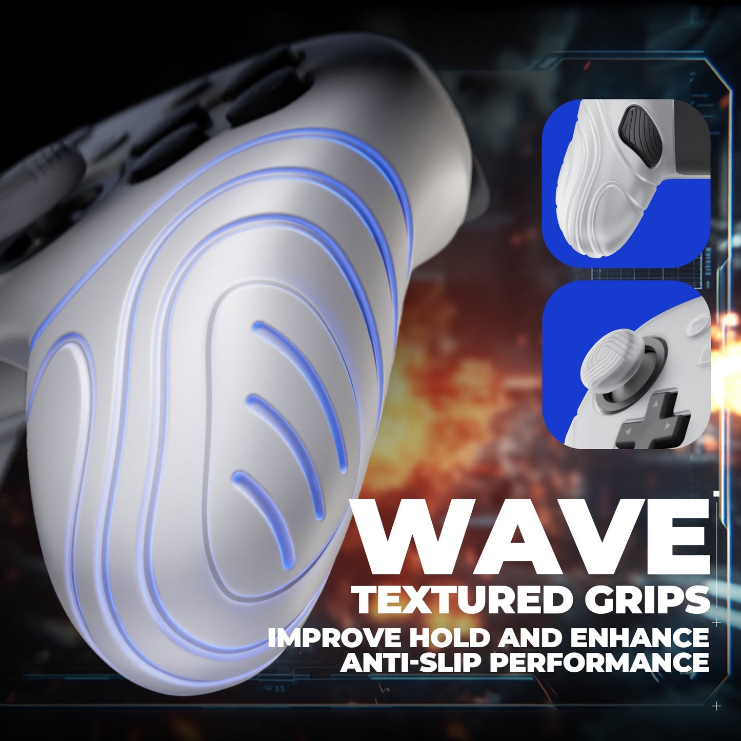 PlayVital Samurai Edition Protective Silicone Case for Nintendo Switch 2 Pro Controller with Back Button Caps & Thumb Grips & Stickers - White PlayVital