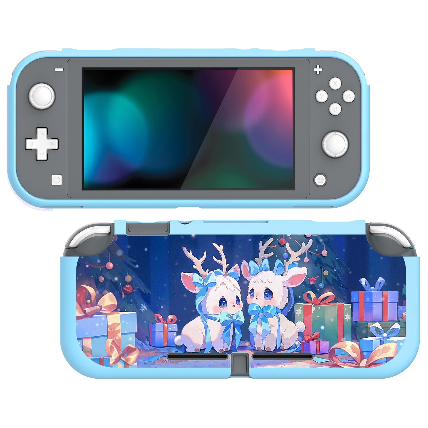 PlayVital Santa Deer Custom Protective Case for NS Switch Lite, Soft TPU Slim Case Cover for NS Switch Lite - LTU6030 PlayVital