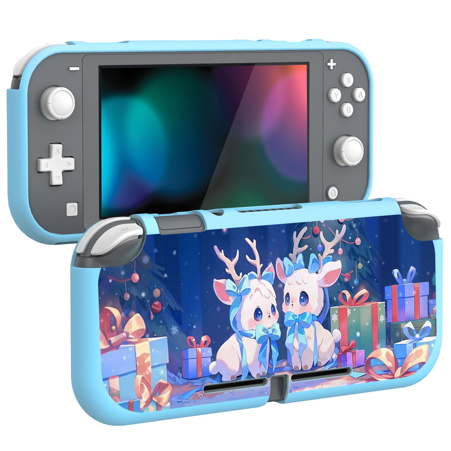 PlayVital Santa Deer Custom Protective Case for NS Switch Lite, Soft TPU Slim Case Cover for NS Switch Lite - LTU6030 PlayVital