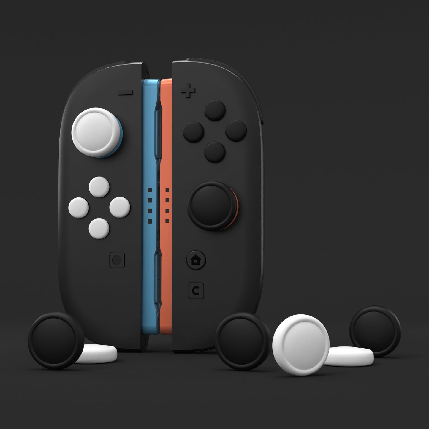 PlayVital Silicone Button Covers and Thumb Grip Set for Nintendo Switch 2 (2025), 8 Pcs Colorful ABXY Directional Button Caps & 4 Joystick Caps for Joycon 2 - Black & White PlayVital