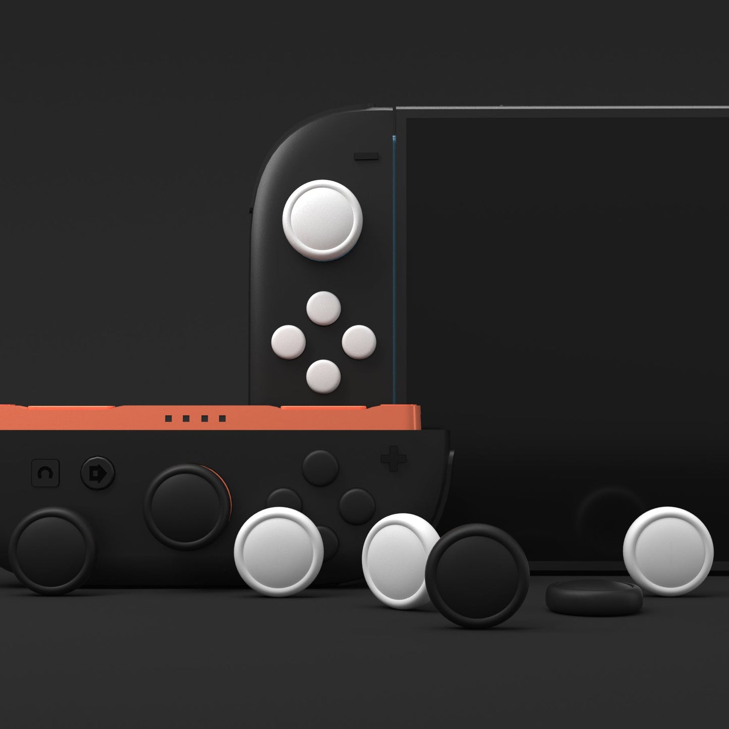 PlayVital Silicone Button Covers and Thumb Grip Set for Nintendo Switch 2 (2025), 8 Pcs Colorful ABXY Directional Button Caps & 4 Joystick Caps for Joycon 2 - Black & White PlayVital