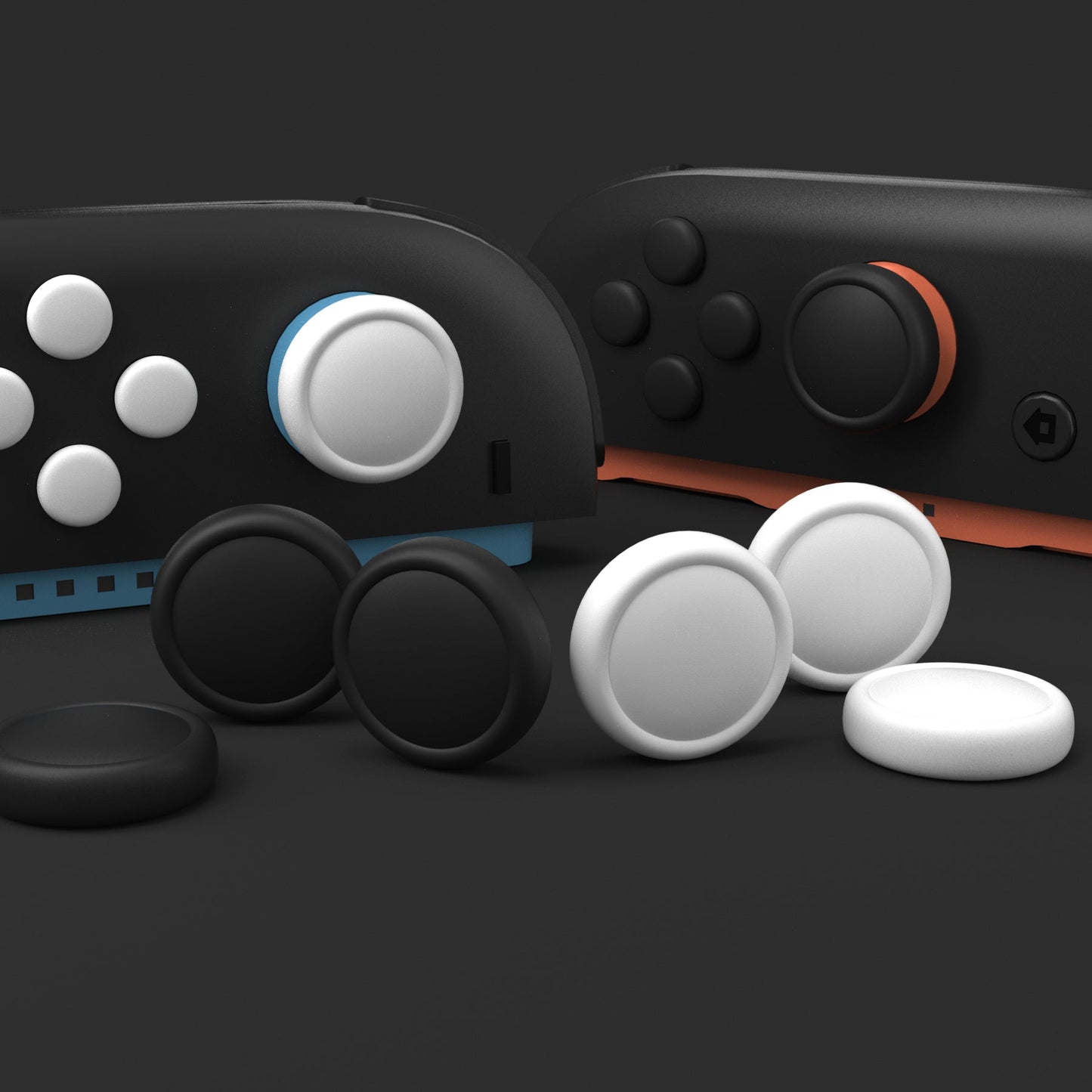 PlayVital Silicone Button Covers and Thumb Grip Set for Nintendo Switch 2 (2025), 8 Pcs Colorful ABXY Directional Button Caps & 4 Joystick Caps for Joycon 2 - Black & White PlayVital