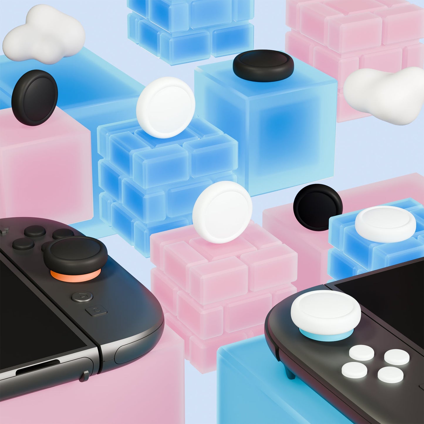 PlayVital Silicone Button Covers and Thumb Grip Set for Nintendo Switch 2 (2025), 8 Pcs Colorful ABXY Directional Button Caps & 4 Joystick Caps for Joycon 2 - Black & White PlayVital