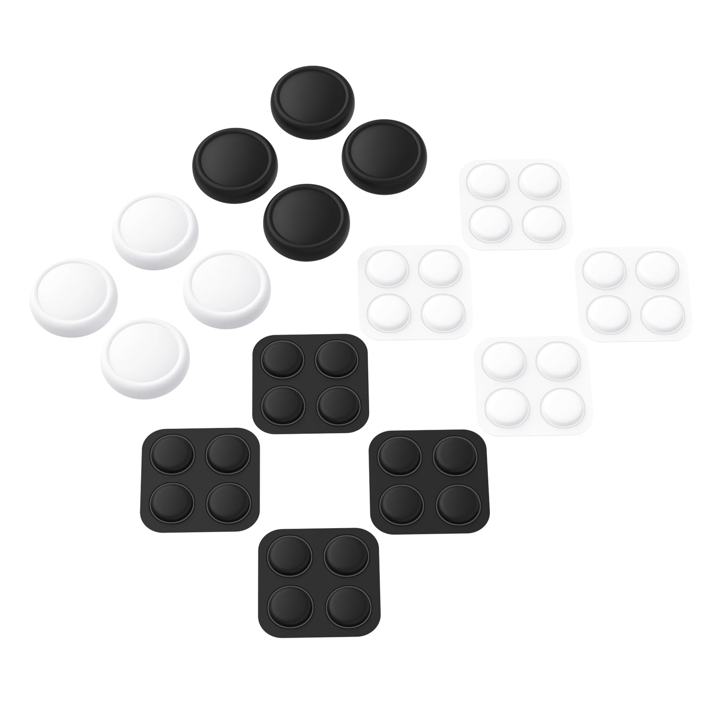 PlayVital Silicone Button Covers and Thumb Grip Set for Nintendo Switch 2 (2025), 8 Pcs Colorful ABXY Directional Button Caps & 4 Joystick Caps for Joycon 2 - Black & White PlayVital