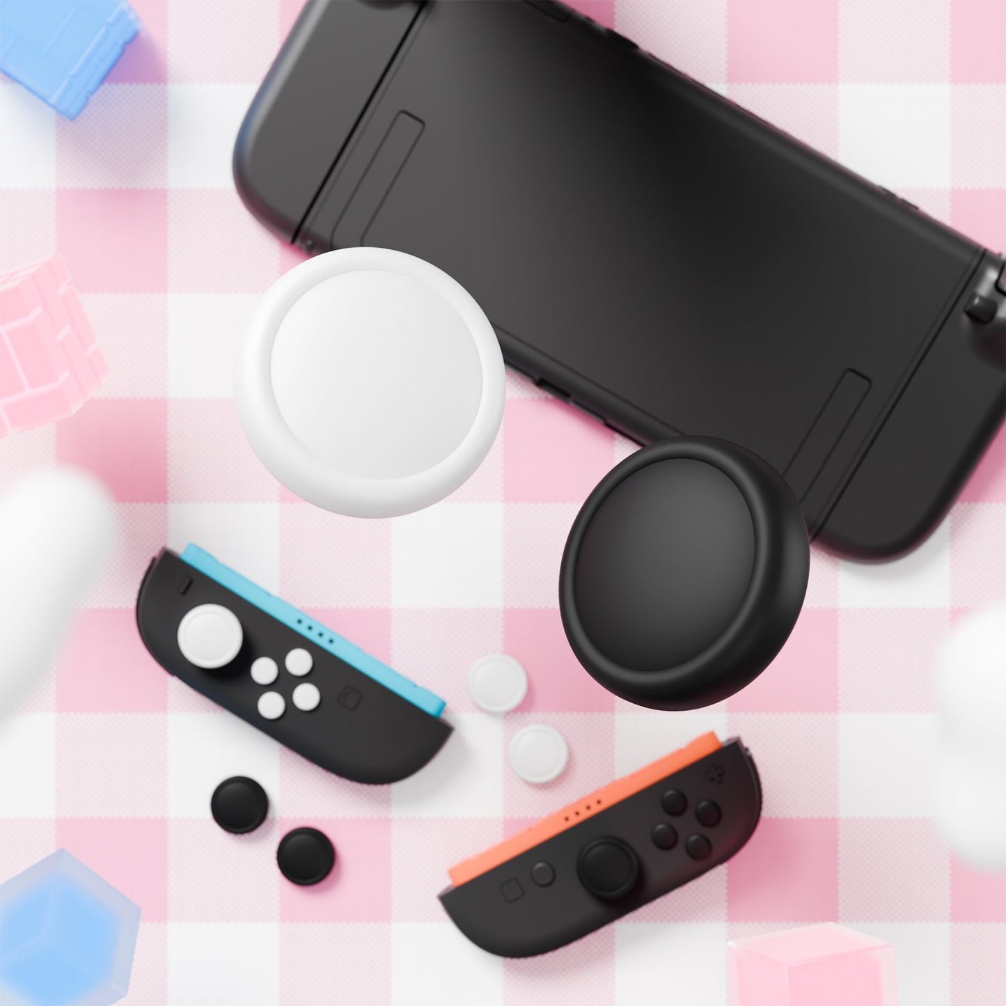 PlayVital Silicone Button Covers and Thumb Grip Set for Nintendo Switch 2 (2025), 8 Pcs Colorful ABXY Directional Button Caps & 4 Joystick Caps for Joycon 2 - Black & White PlayVital