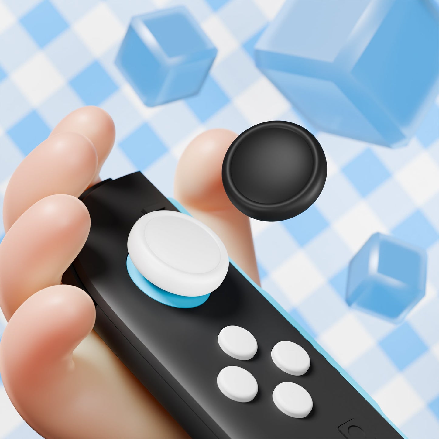 PlayVital Silicone Button Covers and Thumb Grip Set for Nintendo Switch 2 (2025), 8 Pcs Colorful ABXY Directional Button Caps & 4 Joystick Caps for Joycon 2 - Black & White PlayVital