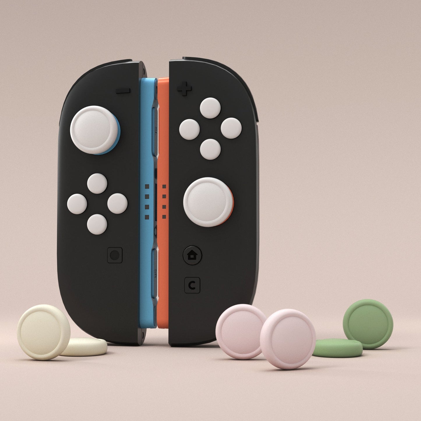 PlayVital Silicone Button Covers and Thumb Grip Set for Nintendo Switch 2 (2025), 8 Pcs Colorful ABXY Directional Button Caps & 4 Joystick Caps for Joycon 2 - White & Yellow & Pink & Matcha Green PlayVital