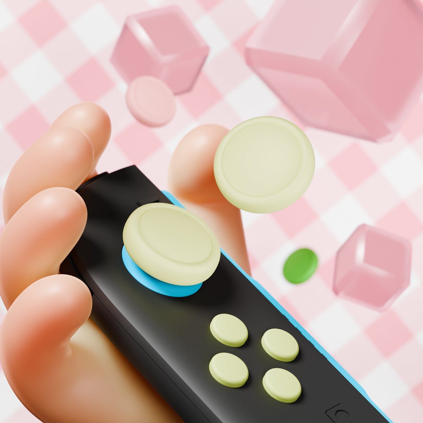 PlayVital Silicone Button Covers and Thumb Grip Set for Nintendo Switch 2 (2025), 8 Pcs Colorful ABXY Directional Button Caps & 4 Joystick Caps for Joycon 2 - White & Yellow & Pink & Matcha Green PlayVital