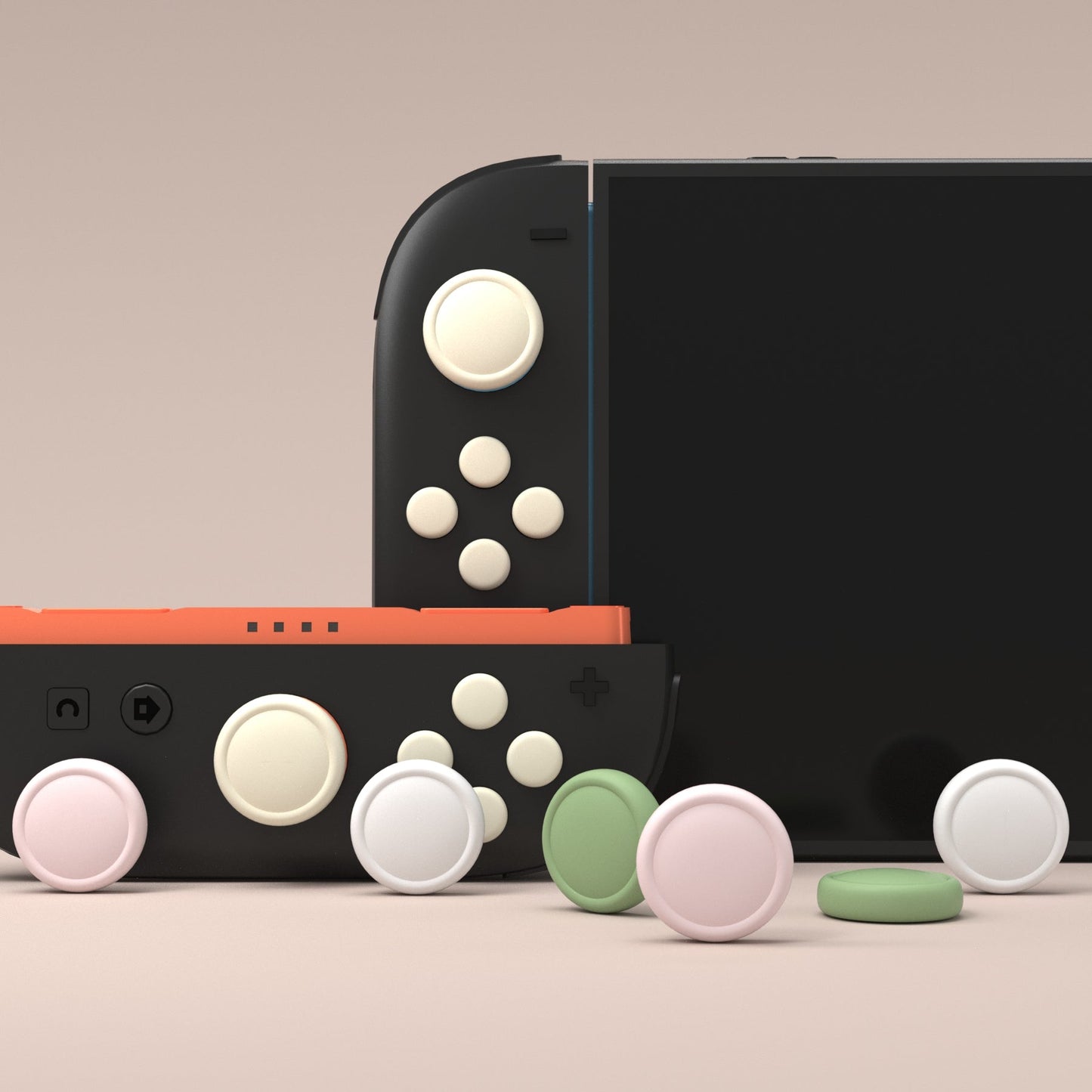 PlayVital Silicone Button Covers and Thumb Grip Set for Nintendo Switch 2 (2025), 8 Pcs Colorful ABXY Directional Button Caps & 4 Joystick Caps for Joycon 2 - White & Yellow & Pink & Matcha Green PlayVital