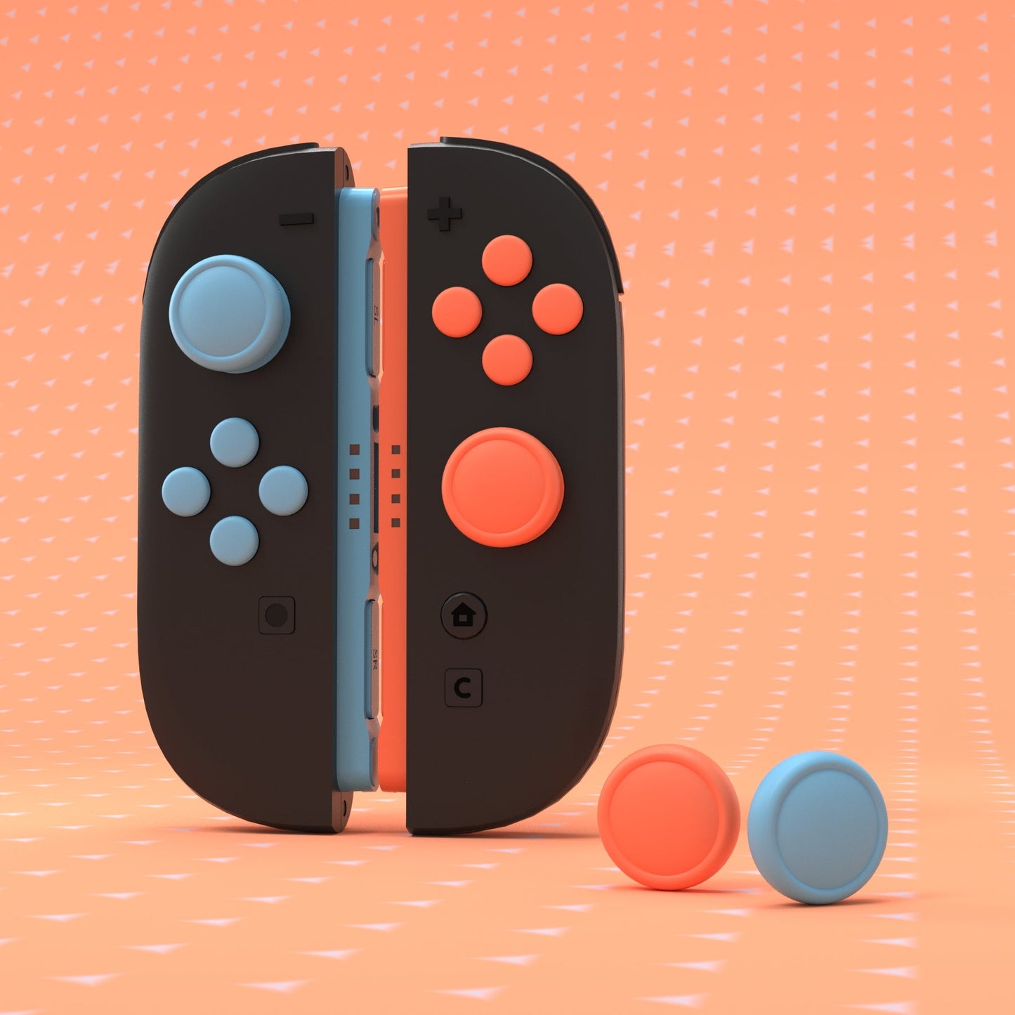 PlayVital Silicone Button Covers and Thumb Grip Set for Nintendo Switch 2 (2025), ABXY Directional Button Caps for Joycon 2 - Blue & Orange PlayVital