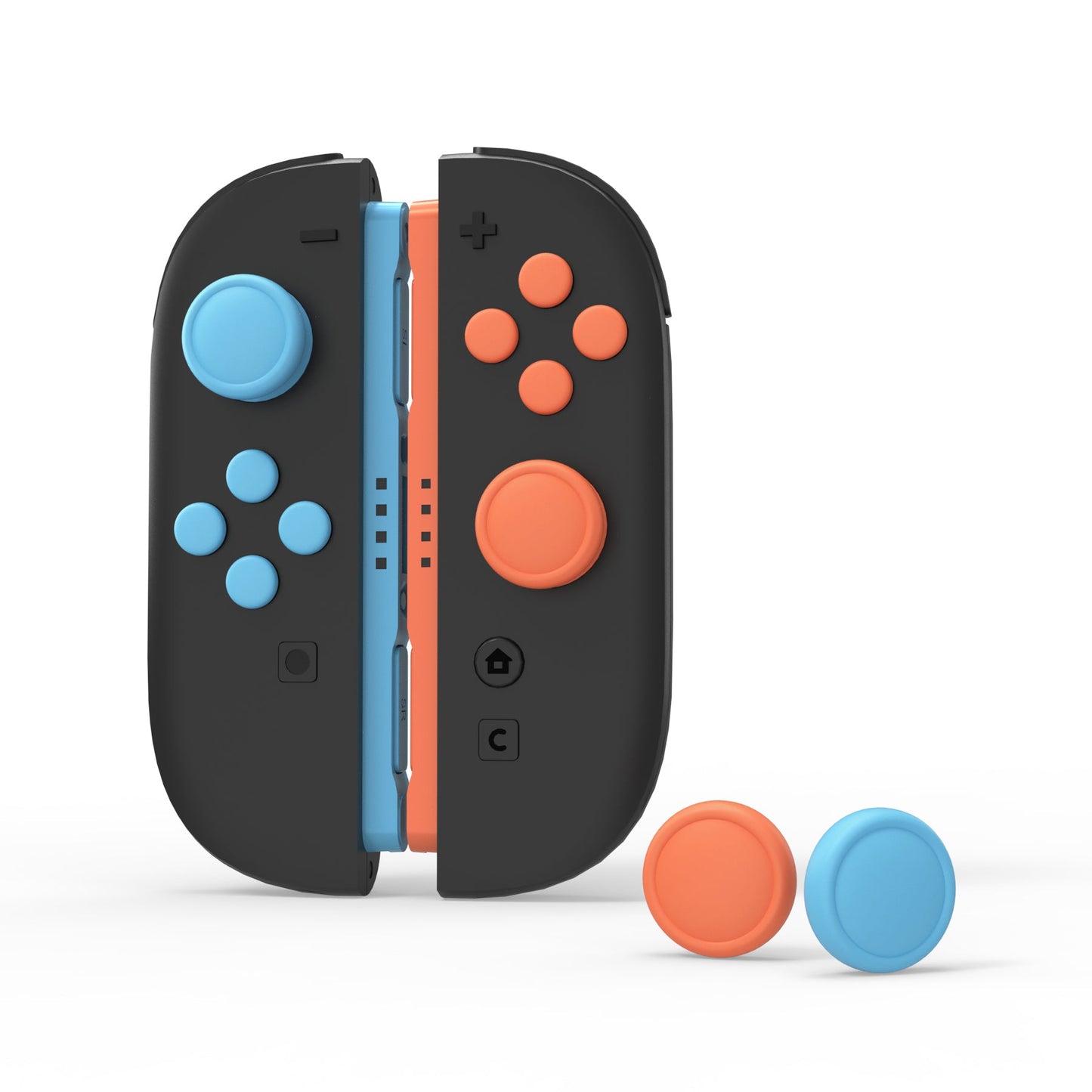 PlayVital Silicone Button Covers and Thumb Grip Set for Nintendo Switch 2 (2025), ABXY Directional Button Caps for Joycon 2 - Blue & Orange PlayVital