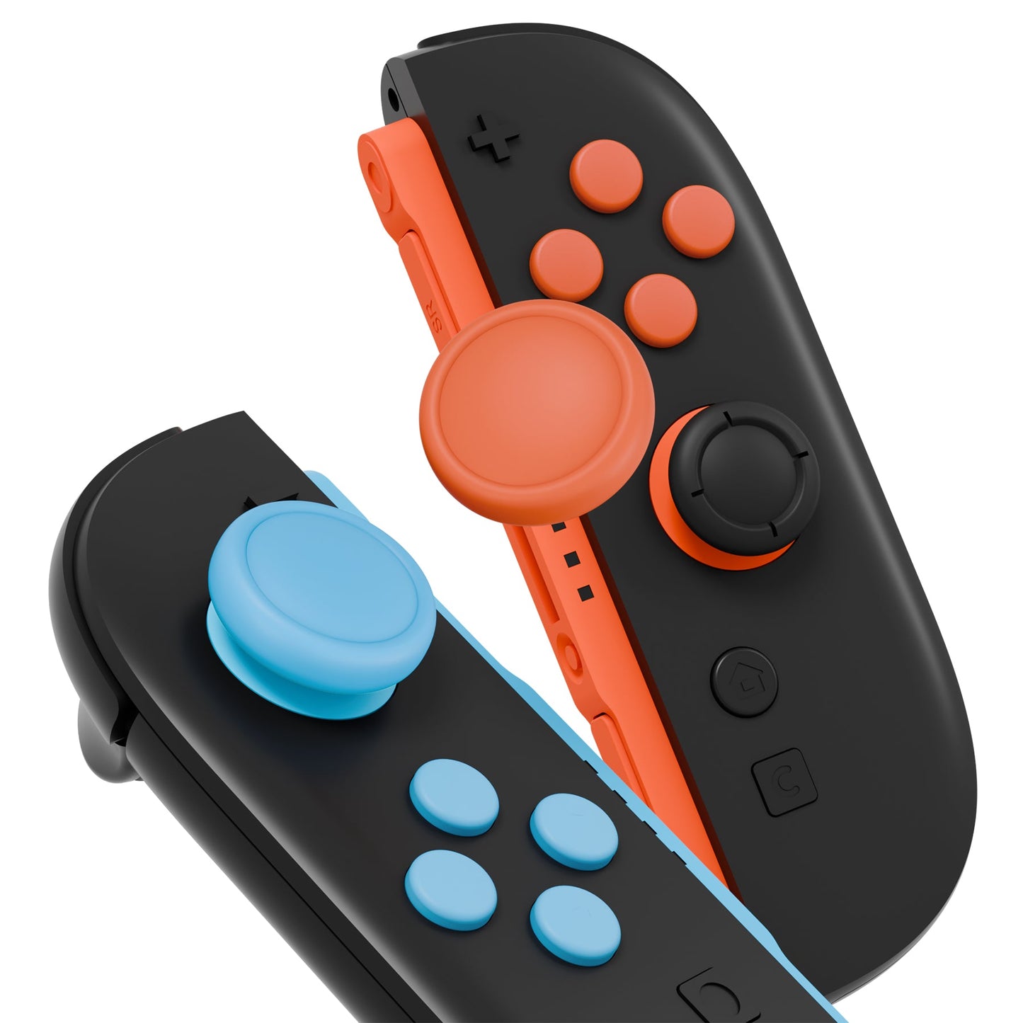PlayVital Silicone Button Covers and Thumb Grip Set for Nintendo Switch 2 (2025), ABXY Directional Button Caps for Joycon 2 - Blue & Orange PlayVital