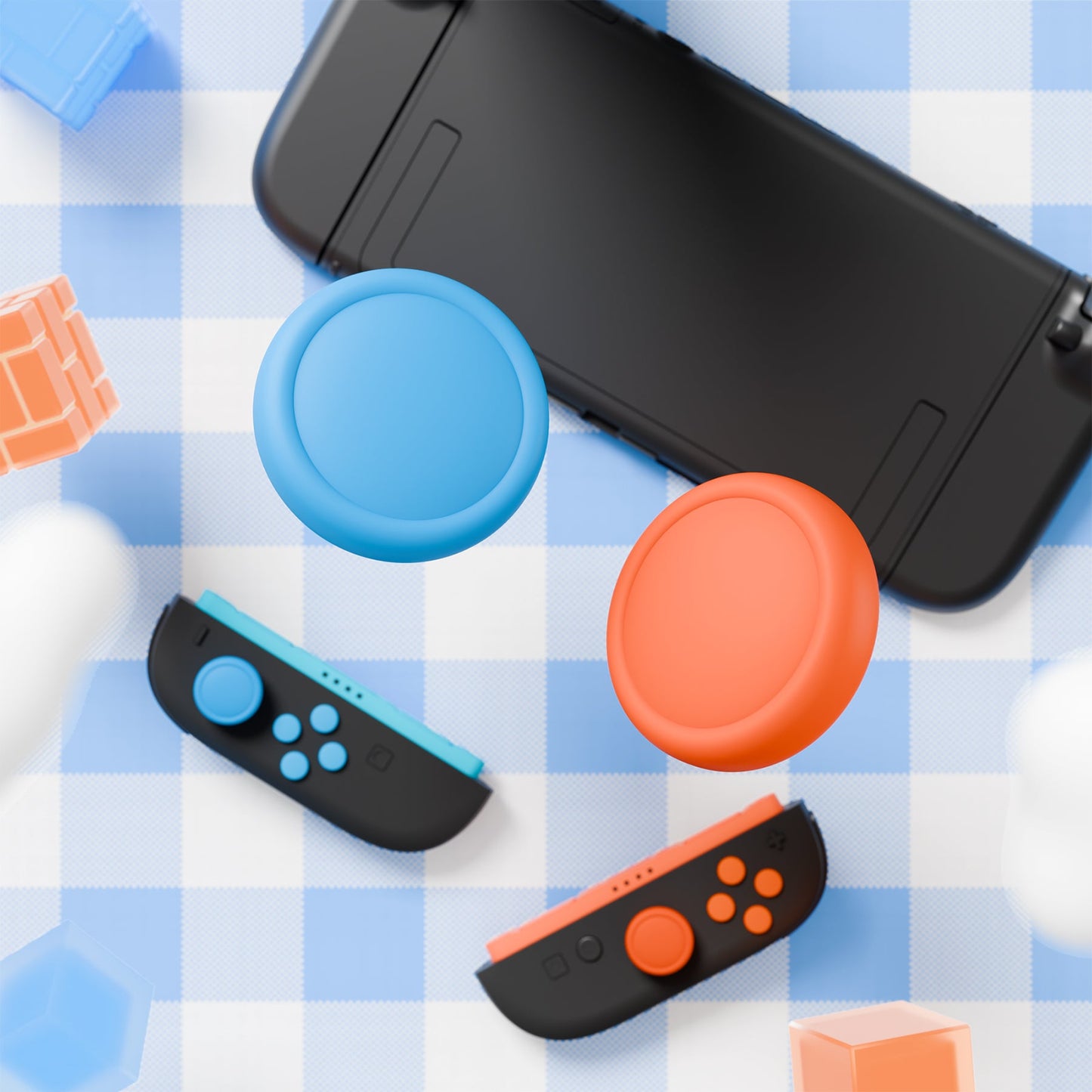 PlayVital Silicone Button Covers and Thumb Grip Set for Nintendo Switch 2 (2025), ABXY Directional Button Caps for Joycon 2 - Blue & Orange PlayVital