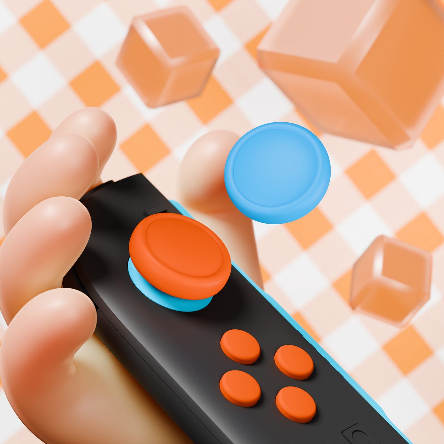 PlayVital Silicone Button Covers and Thumb Grip Set for Nintendo Switch 2 (2025), ABXY Directional Button Caps for Joycon 2 - Blue & Orange PlayVital