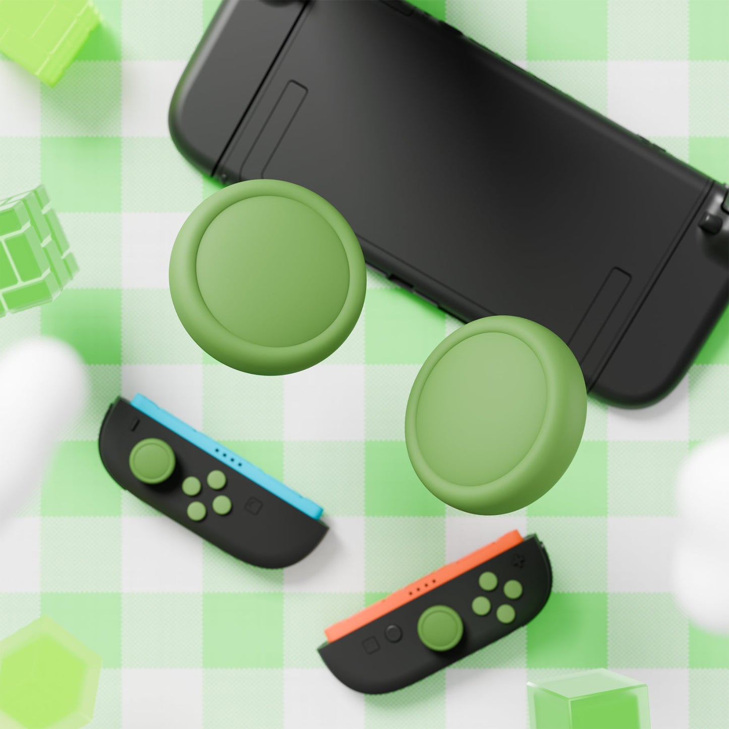 PlayVital Silicone Button Covers and Thumb Grip Set for Nintendo Switch 2 (2025), ABXY Directional Button Caps for Joycon 2 - Matcha Green PlayVital