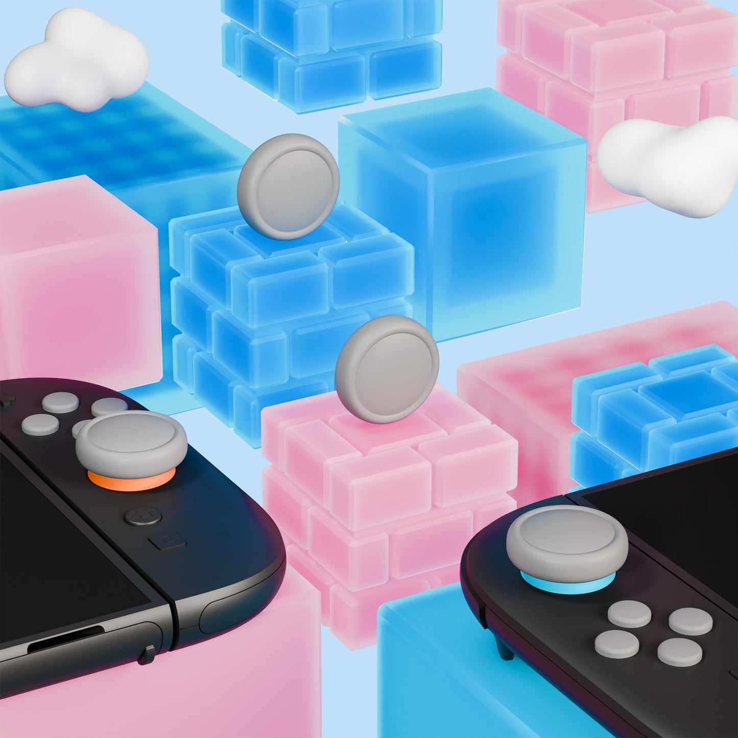 PlayVital Silicone Button Covers and Thumb Grip Set for Nintendo Switch 2 (2025), ABXY Directional Button Caps for Joycon 2 - New Hope Gray PlayVital