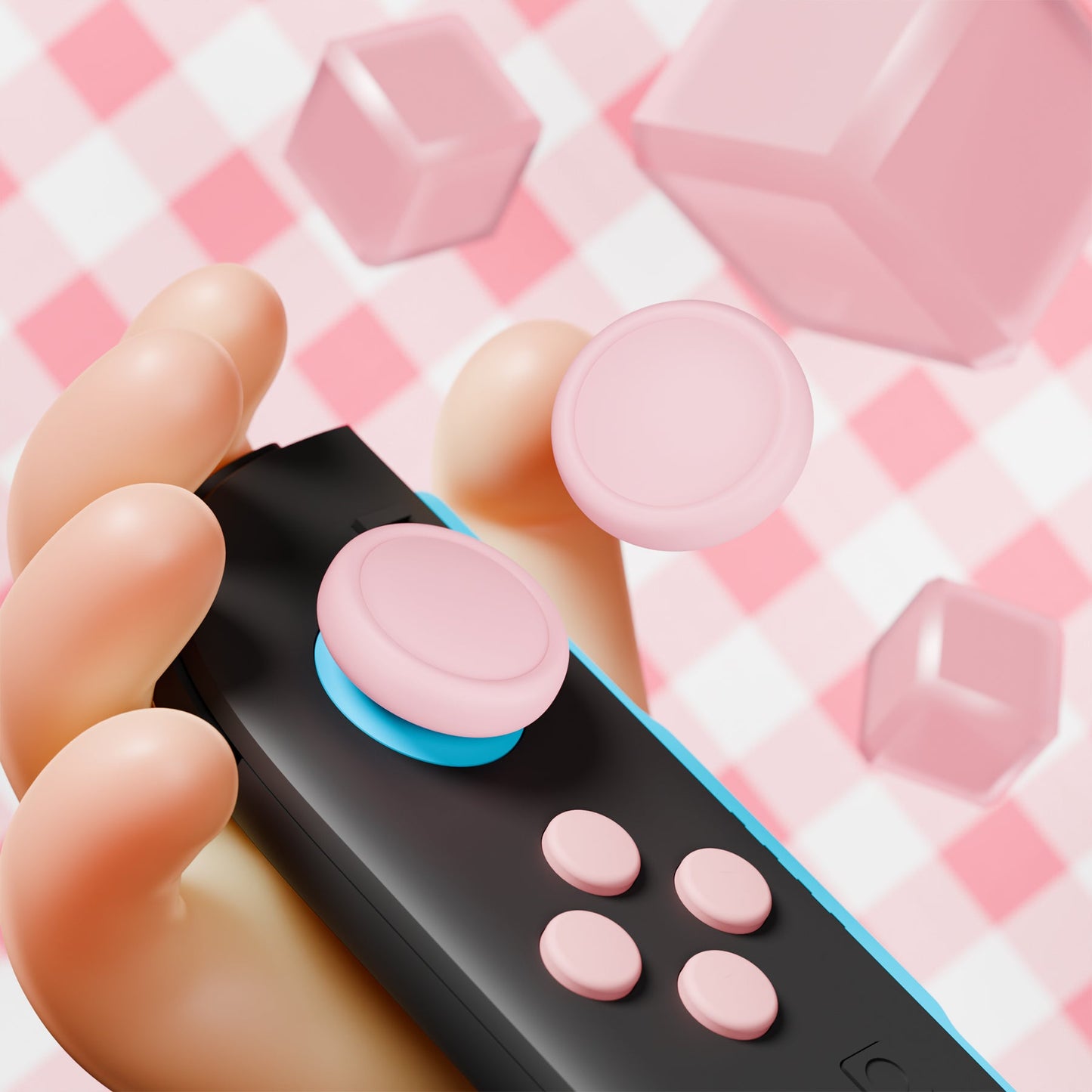 PlayVital Silicone Button Covers and Thumb Grip Set for Nintendo Switch 2 (2025), ABXY Directional Button Caps for Joycon 2 - Pink PlayVital