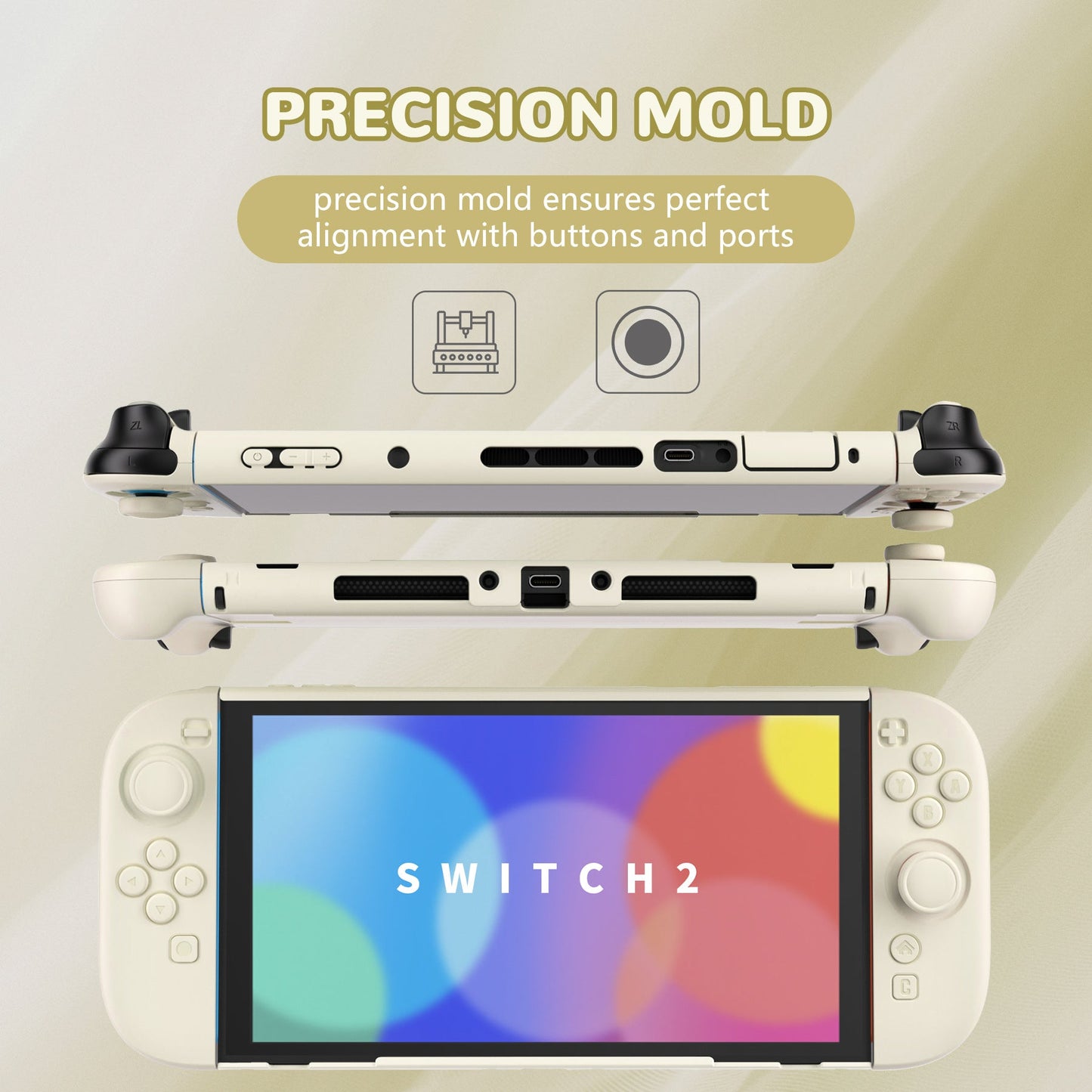 PlayVital Solid Color Series Hard Shell Protective Case with Foldable Stand & Thumb Grips for Nintendo Switch 2 - Antique Yellow PlayVital
