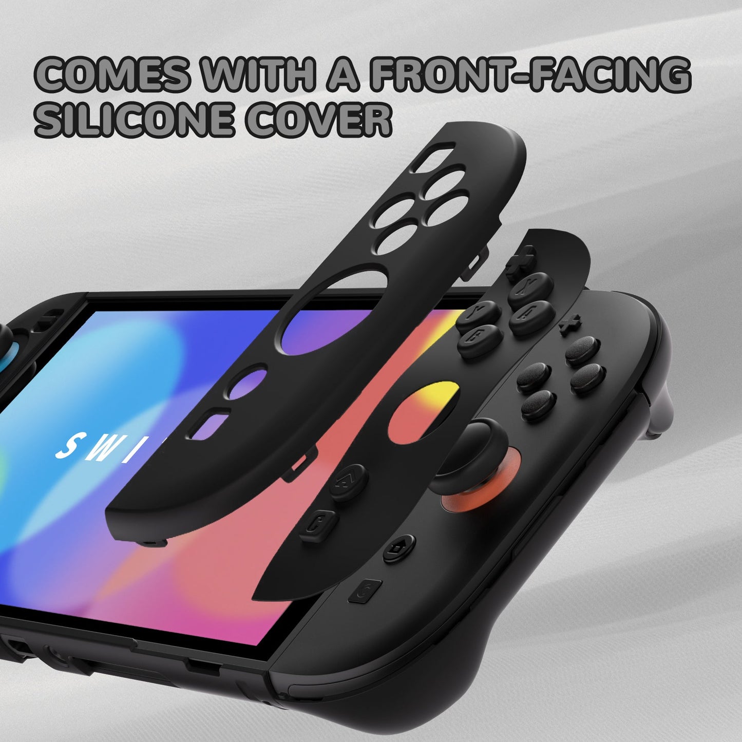 PlayVital Solid Color Series Hard Shell Protective Case with Foldable Stand & Thumb Grips for Nintendo Switch 2 - Black PlayVital