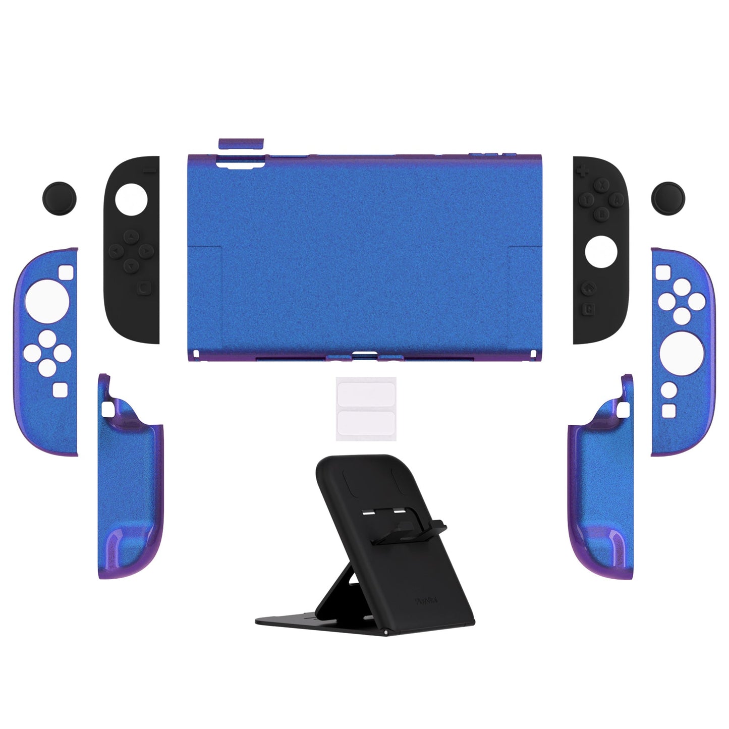 PlayVital Solid Color Series Hard Shell Protective Case with Foldable Stand & Thumb Grips for Nintendo Switch 2 - Chameleon Purple Blue PlayVital