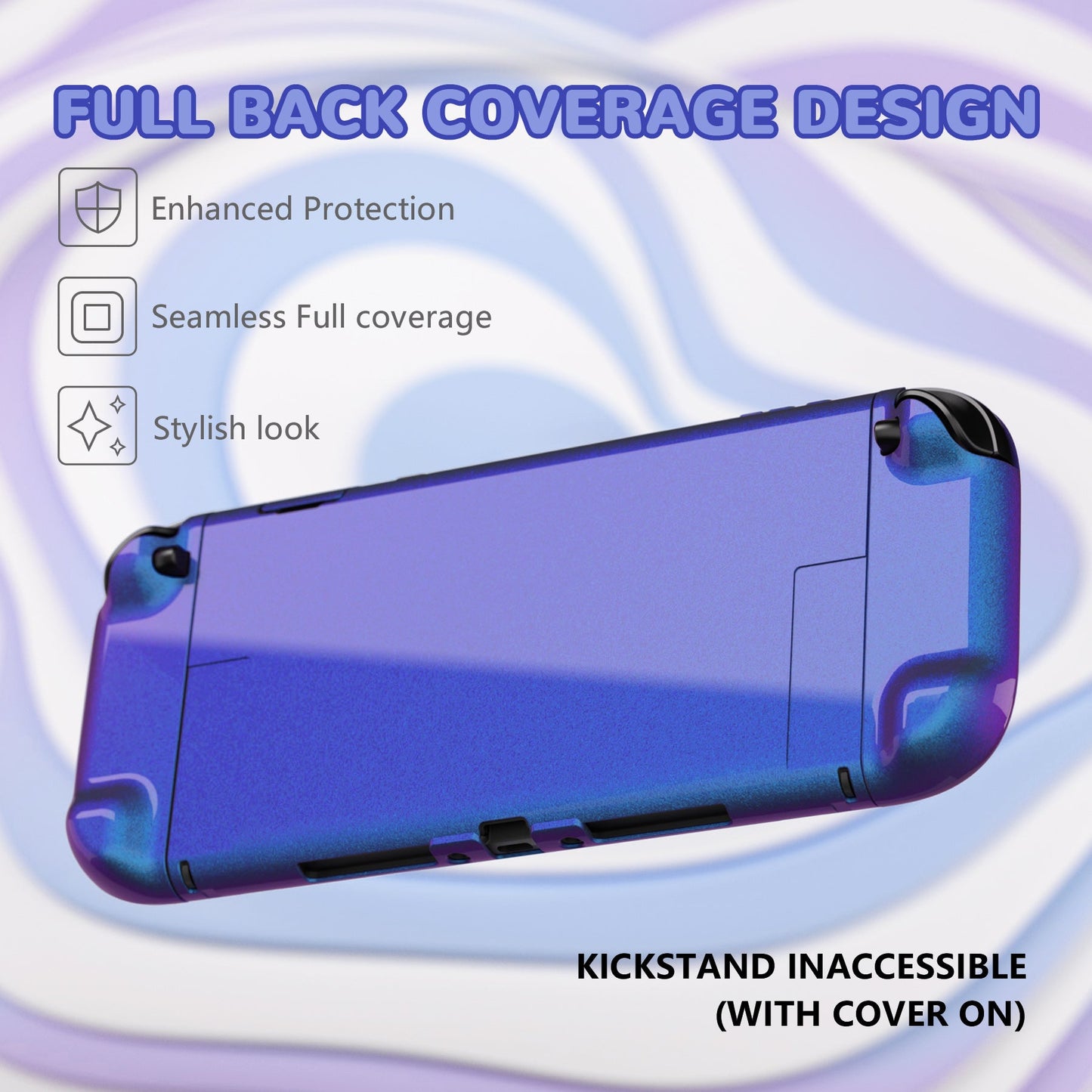 PlayVital Solid Color Series Hard Shell Protective Case with Foldable Stand & Thumb Grips for Nintendo Switch 2 - Chameleon Purple Blue PlayVital