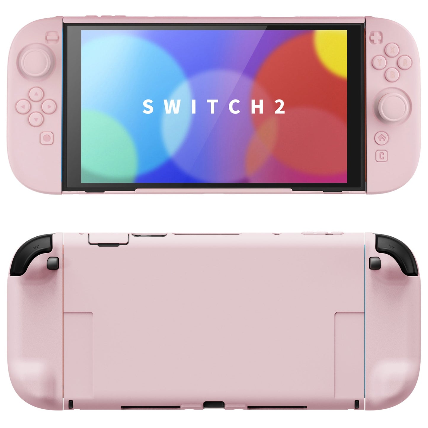 PlayVital Solid Color Series Hard Shell Protective Case with Foldable Stand & Thumb Grips for Nintendo Switch 2 - Cherry Blossoms Pink PlayVital