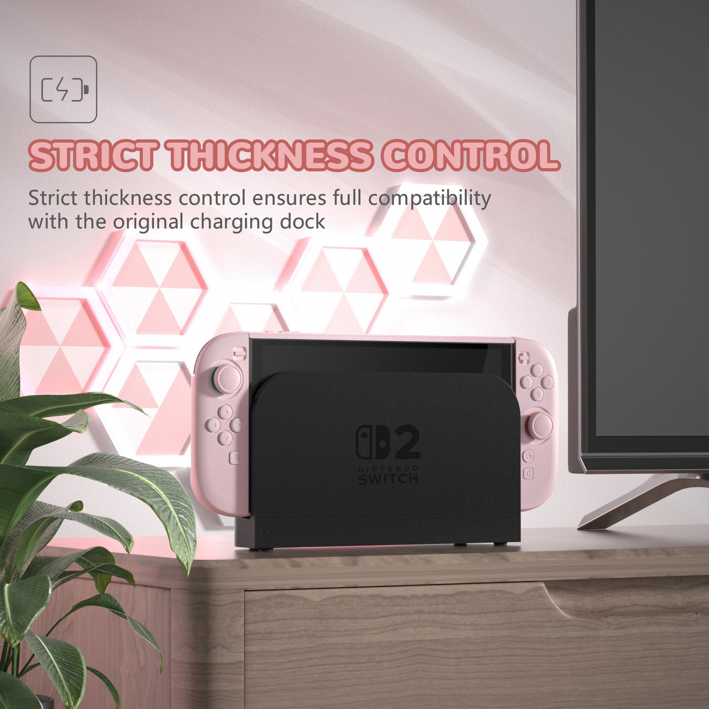 PlayVital Solid Color Series Hard Shell Protective Case with Foldable Stand & Thumb Grips for Nintendo Switch 2 - Cherry Blossoms Pink PlayVital