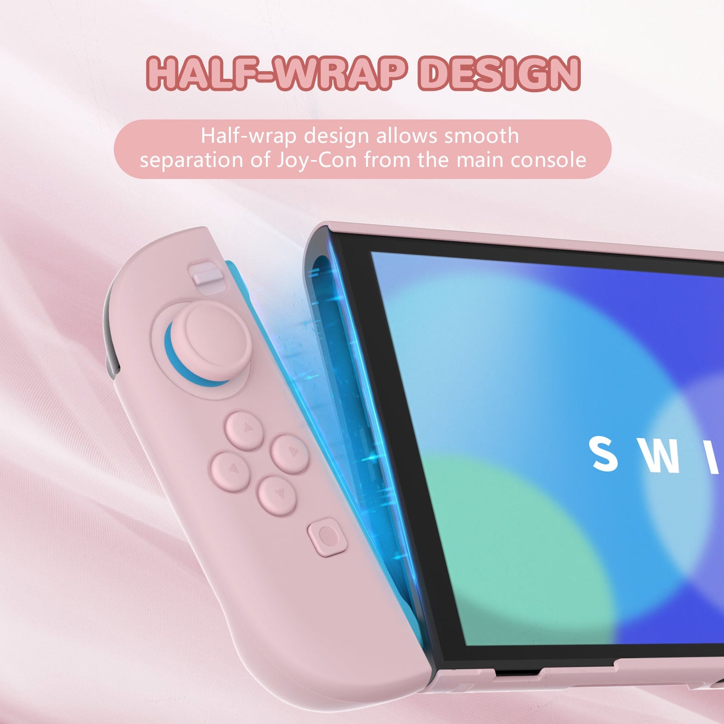 PlayVital Solid Color Series Hard Shell Protective Case with Foldable Stand & Thumb Grips for Nintendo Switch 2 - Cherry Blossoms Pink PlayVital