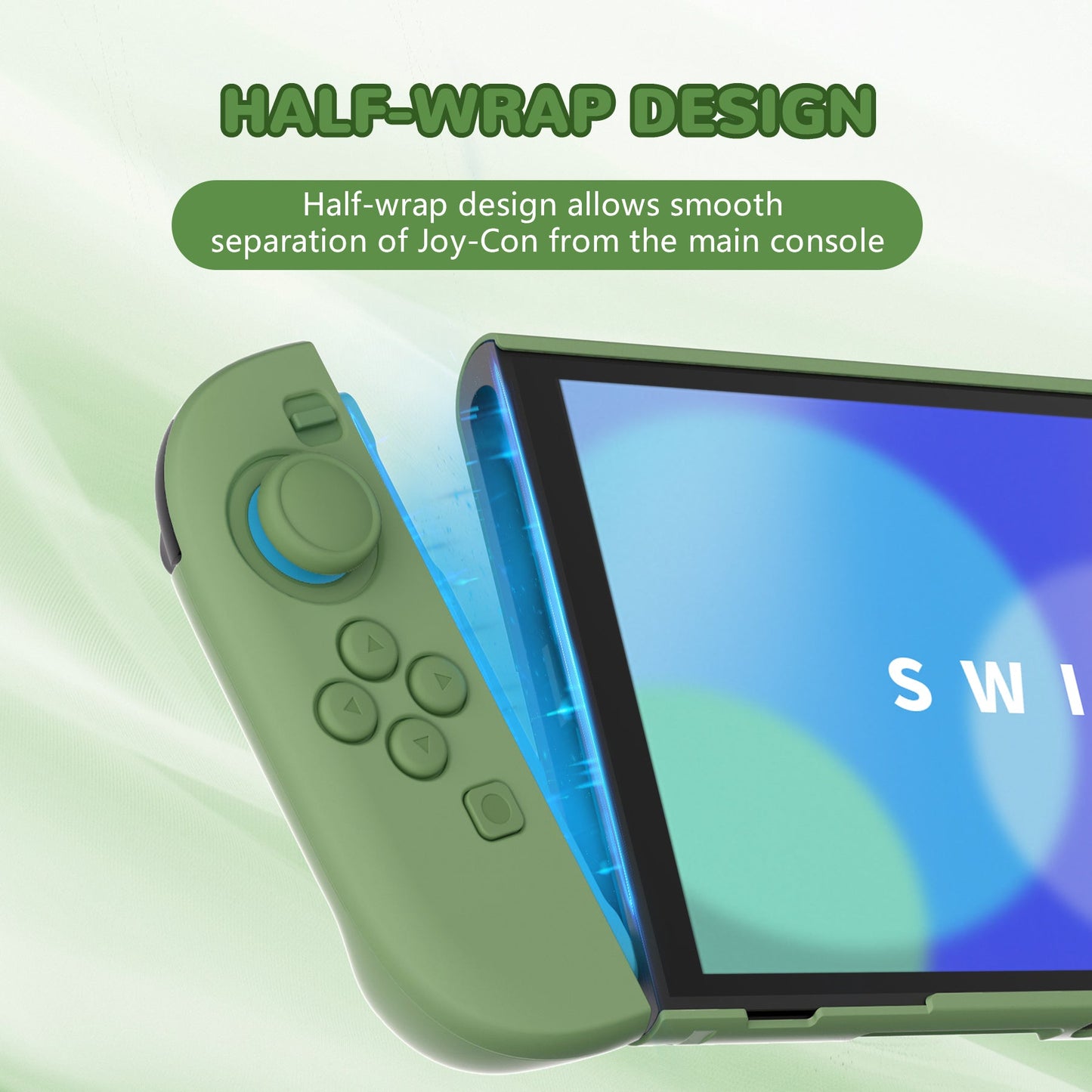 PlayVital Solid Color Series Hard Shell Protective Case with Foldable Stand & Thumb Grips for Nintendo Switch 2 - Matcha Green PlayVital