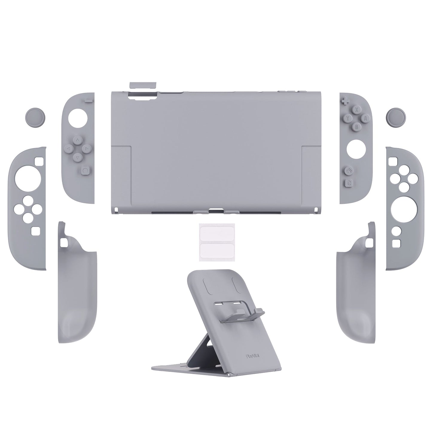 PlayVital Solid Color Series Hard Shell Protective Case with Foldable Stand & Thumb Grips for Nintendo Switch 2 - New Hope Gray PlayVital