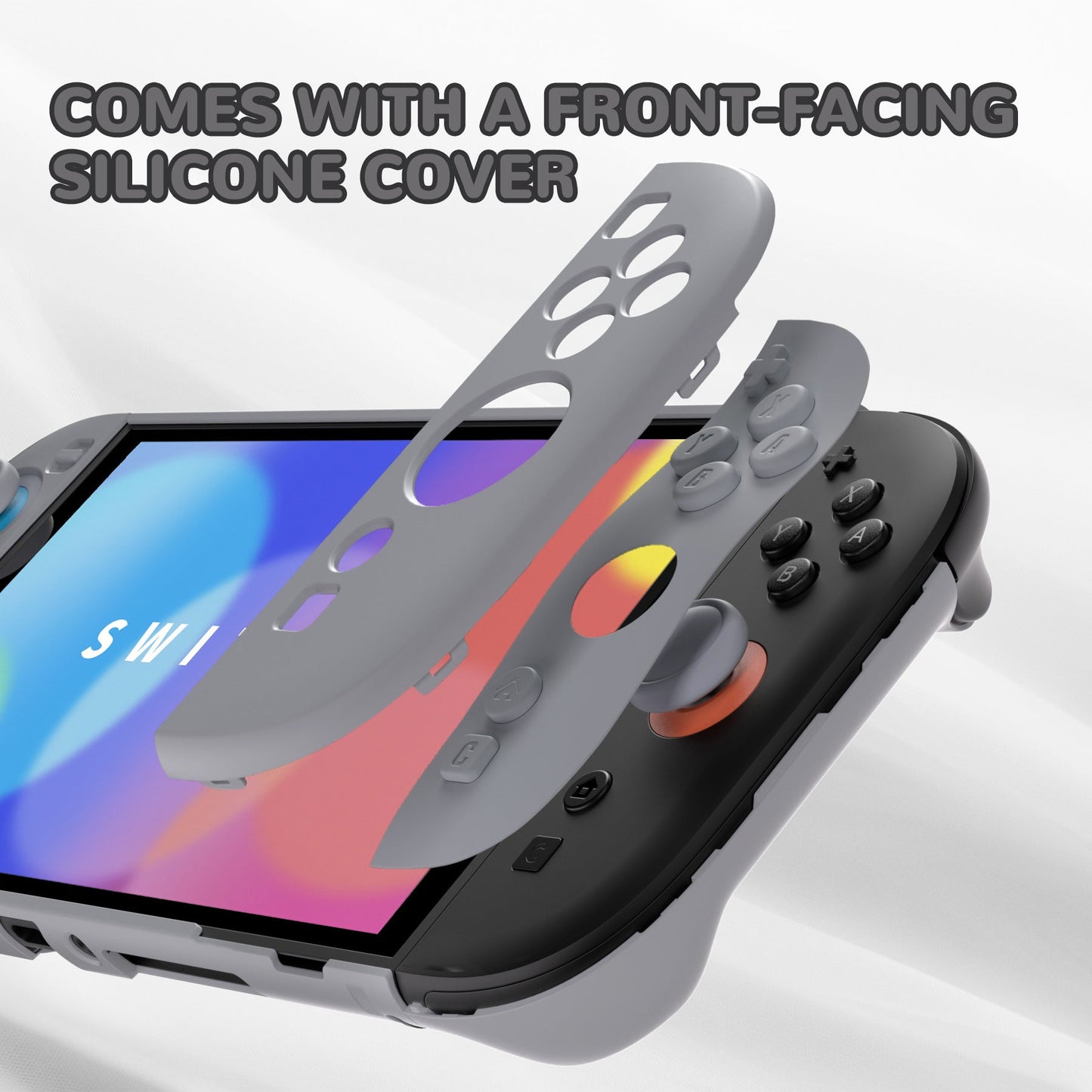PlayVital Solid Color Series Hard Shell Protective Case with Foldable Stand & Thumb Grips for Nintendo Switch 2 - New Hope Gray PlayVital