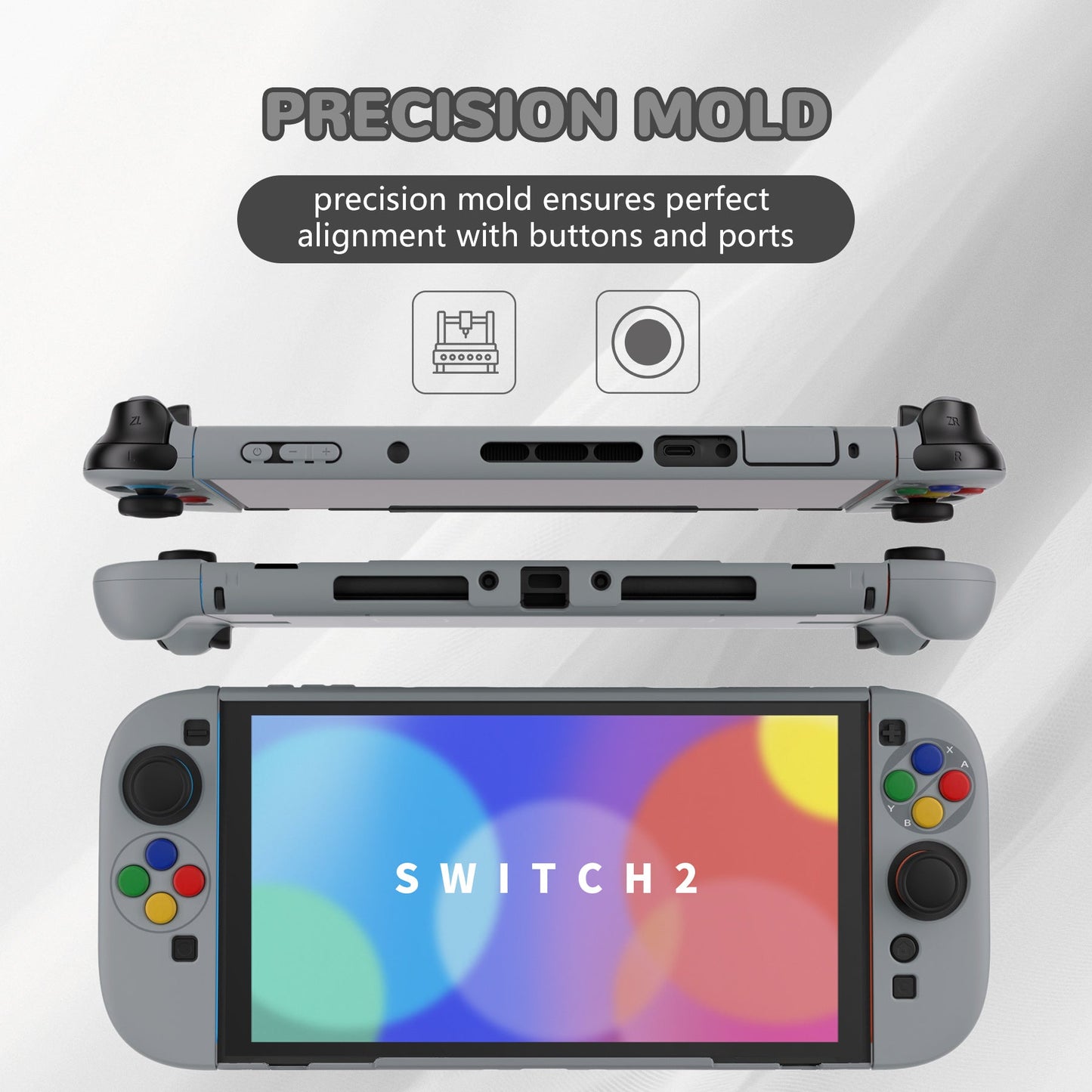 PlayVital Solid Color Series Hard Shell Protective Case with Foldable Stand & Thumb Grips for Nintendo Switch 2 - SFC SNES Classic EU Style PlayVital