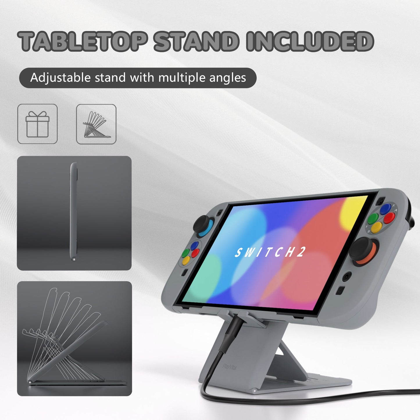 PlayVital Solid Color Series Hard Shell Protective Case with Foldable Stand & Thumb Grips for Nintendo Switch 2 - SFC SNES Classic EU Style PlayVital