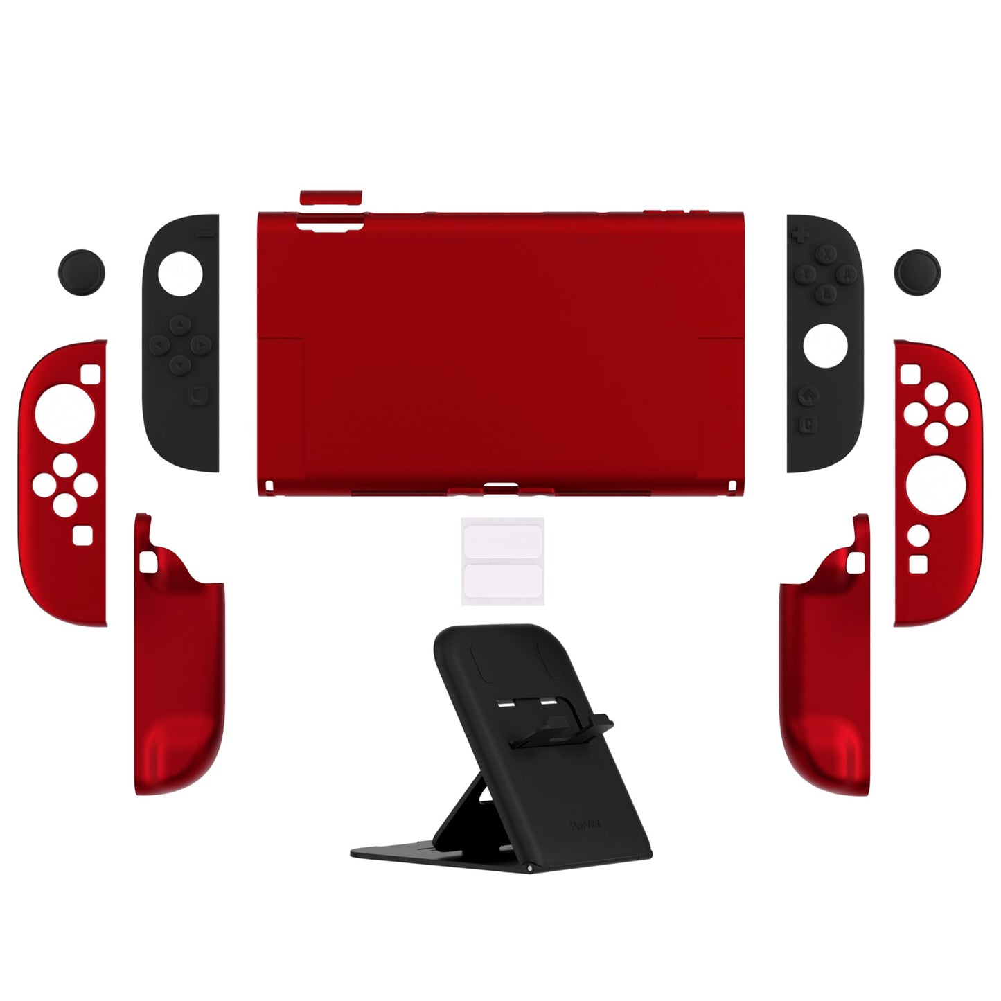 PlayVital Solid Color Series Hard Shell Protective Case with Foldable Stand & Thumb Grips for Nintendo Switch 2 - Scarlet Red PlayVital