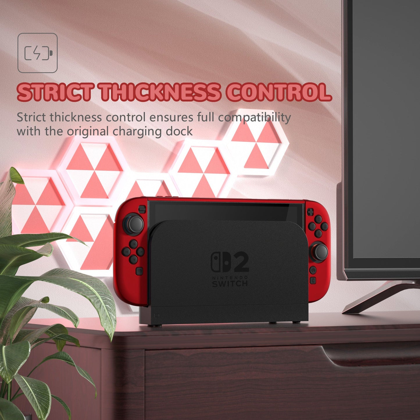 PlayVital Solid Color Series Hard Shell Protective Case with Foldable Stand & Thumb Grips for Nintendo Switch 2 - Scarlet Red PlayVital