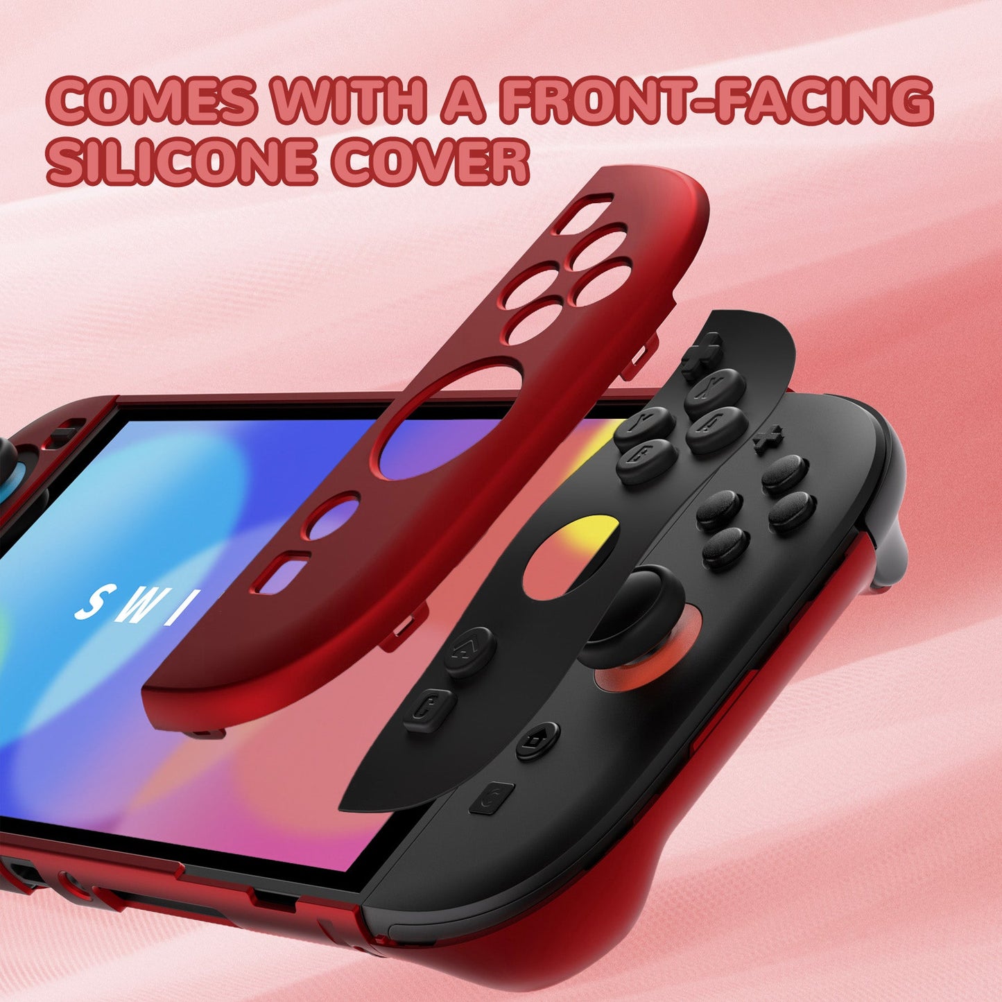 PlayVital Solid Color Series Hard Shell Protective Case with Foldable Stand & Thumb Grips for Nintendo Switch 2 - Scarlet Red PlayVital