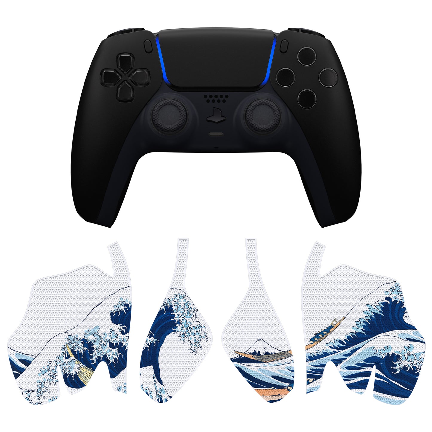 PlayVital Split Design Anti-Skid Sweat-Absorbent Premium Grip for PS5 Controller - The Great Wave