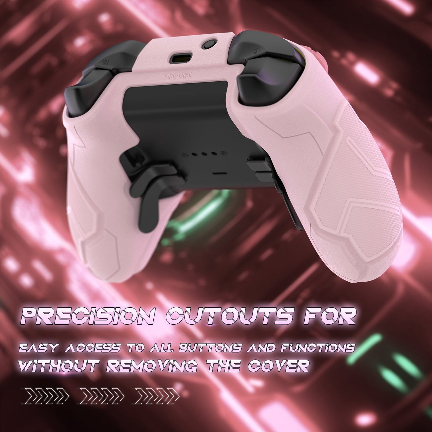 PlayVital Stellar Mecha Silicone Cover Skin with Thumb Grips for Xbox Elite Series 2 & Elite Series 2 Core Controller - Pink PlayVital