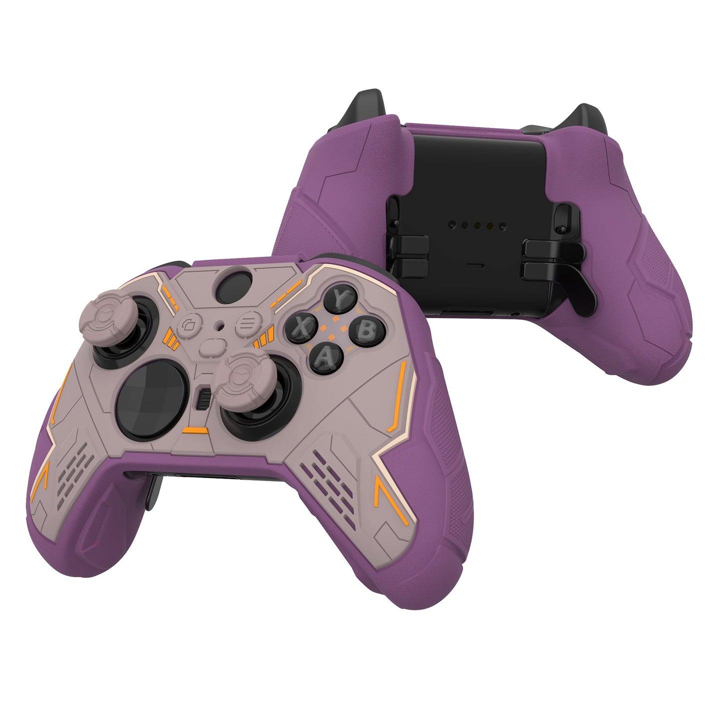 PlayVital Stellar Mecha Silicone Cover Skin with Thumb Grips for Xbox Elite Series 2 & Elite Series 2 Core Controller - Taupe & Purple PlayVital