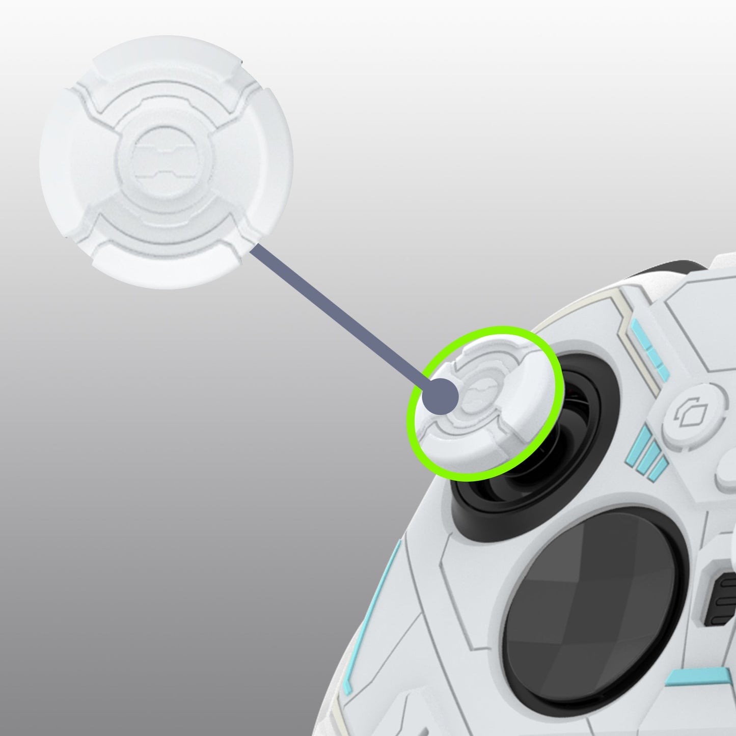 PlayVital Stellar Mecha Silicone Cover Skin with Thumb Grips for Xbox Elite Series 2 & Elite Series 2 Core Controller - White PlayVital