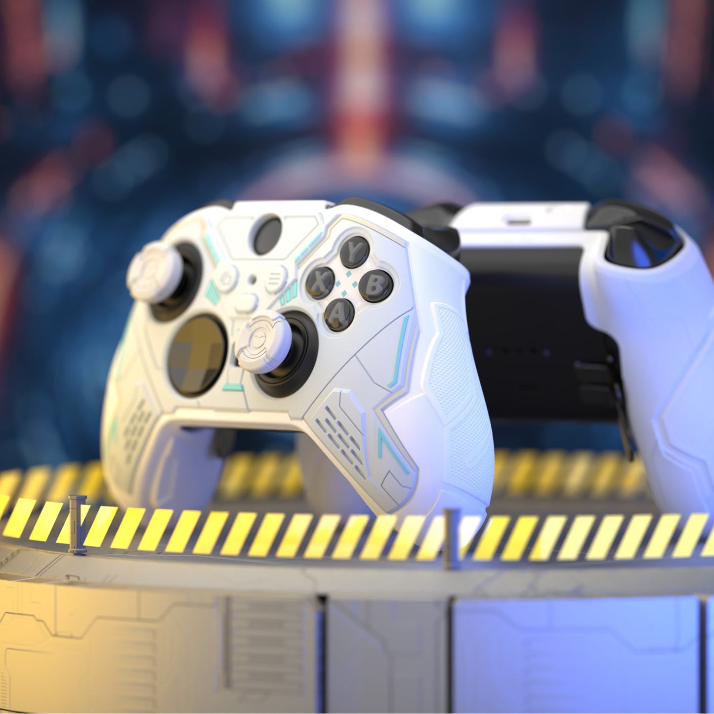 PlayVital Stellar Mecha Silicone Cover Skin with Thumb Grips for Xbox Elite Series 2 & Elite Series 2 Core Controller - White PlayVital