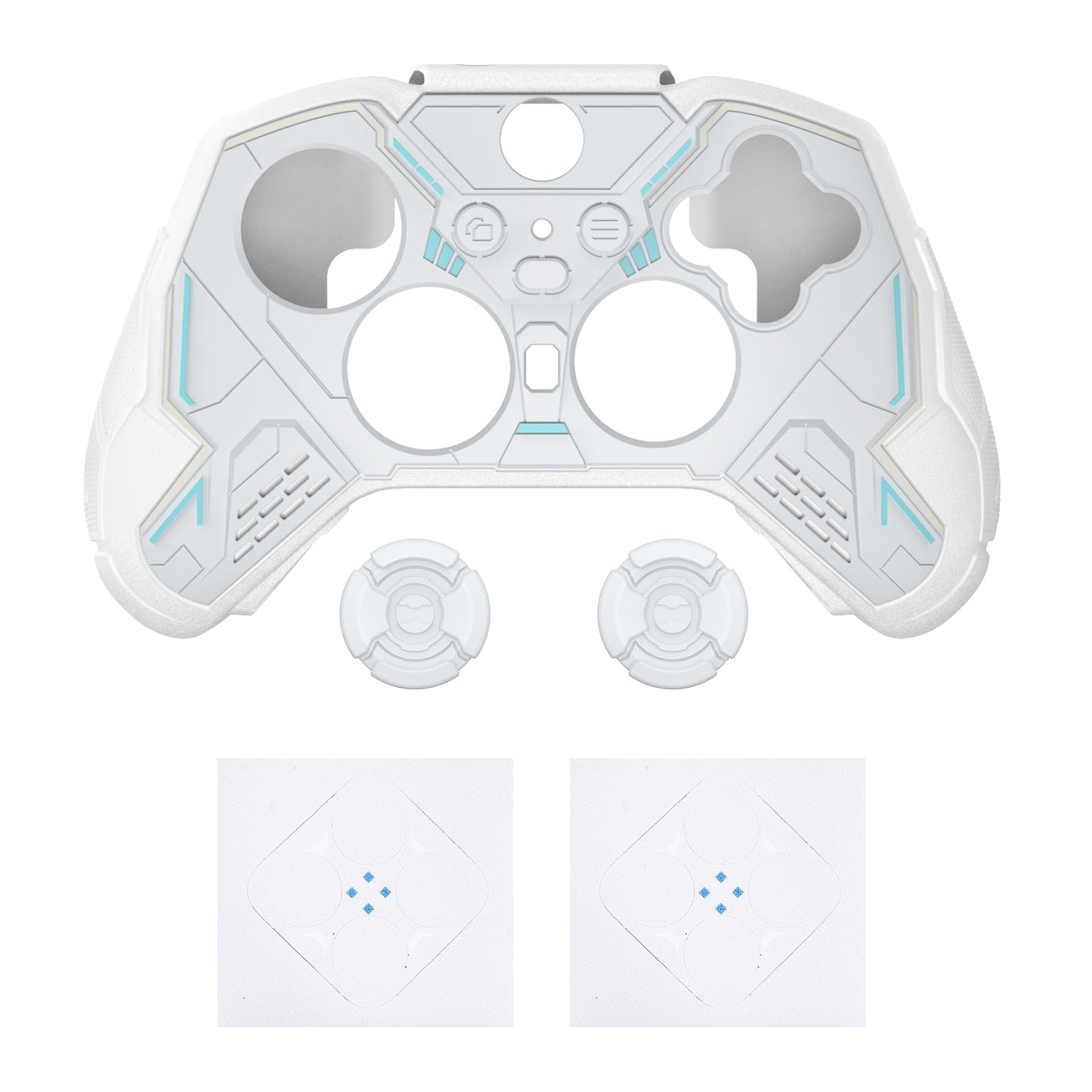 PlayVital Stellar Mecha Silicone Cover Skin with Thumb Grips for Xbox Elite Series 2 & Elite Series 2 Core Controller - White PlayVital