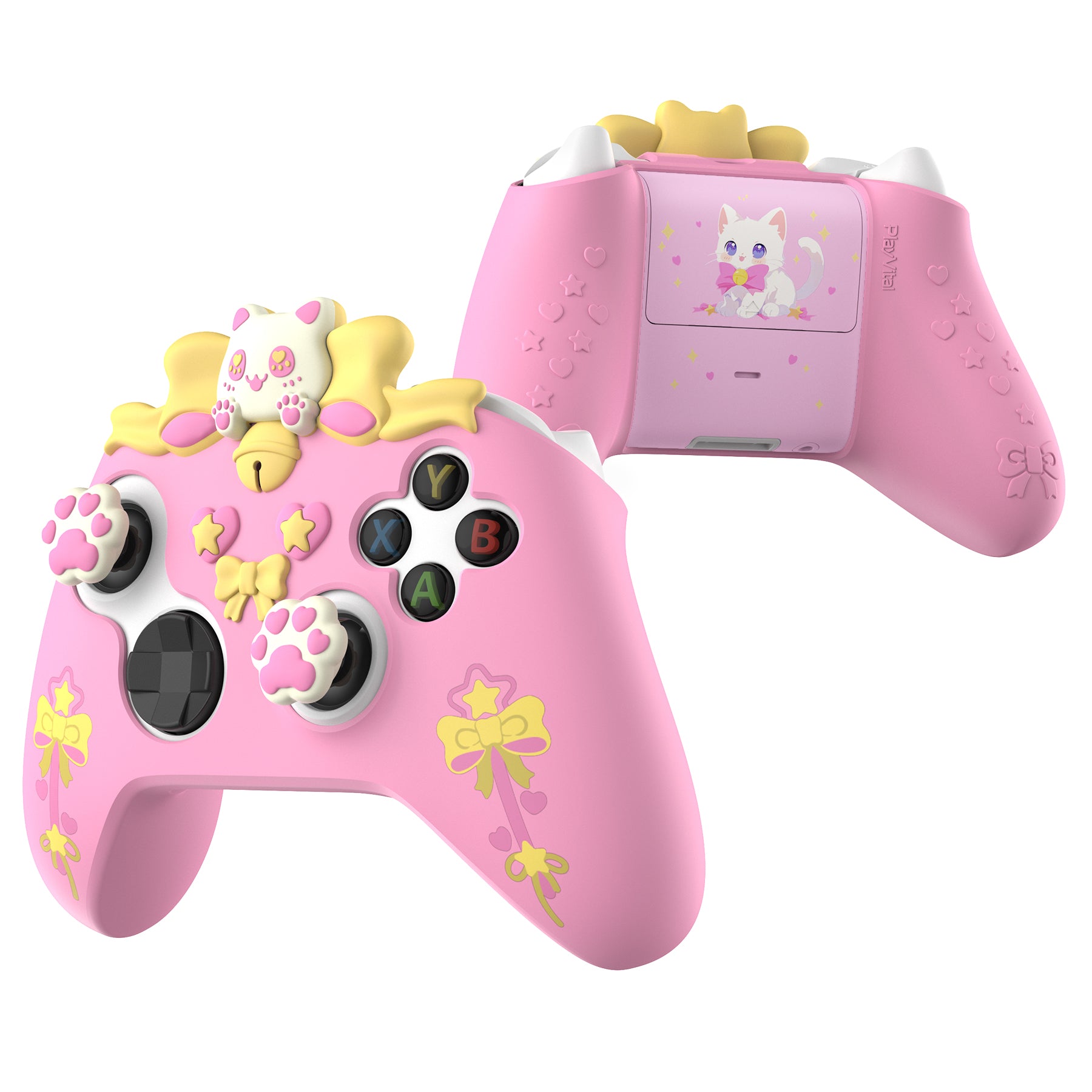 PlayVital Sweetheart Kitty Series Silicone Cover with Thumb Grips and Stickers for Xbox Series X/S Controller & Xbox Core Wireless Controller - Pink PlayVital