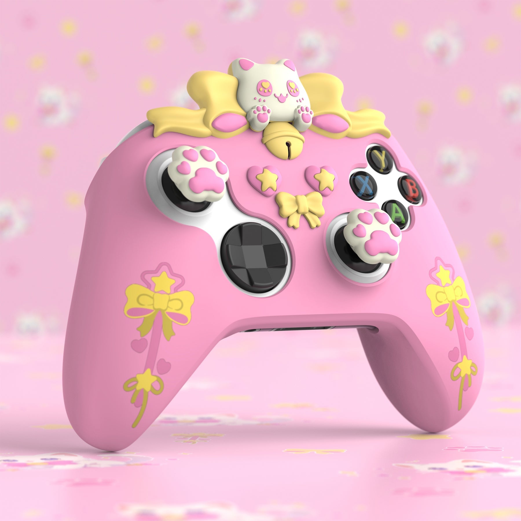 PlayVital Sweetheart Kitty Silicone Cover with Thumb Grips and Stickers for Xbox Series X/S Controller & Xbox Core Wireless Controller - Pink PlayVital