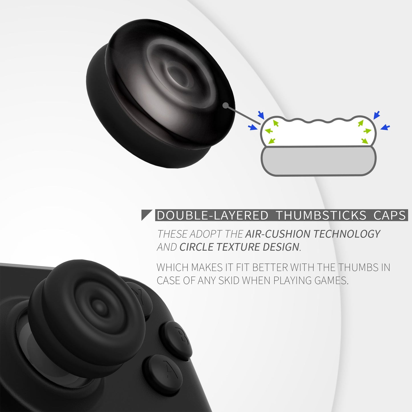 PlayVital Thumb Cushion Caps Thumb Grips for Steam Deck LCD & OLED (4-Pack), Height-Boost Joystick Cover with Anti-Slip Texture for Steam Deck Accessories, Joystick Protection - Black PlayVital
