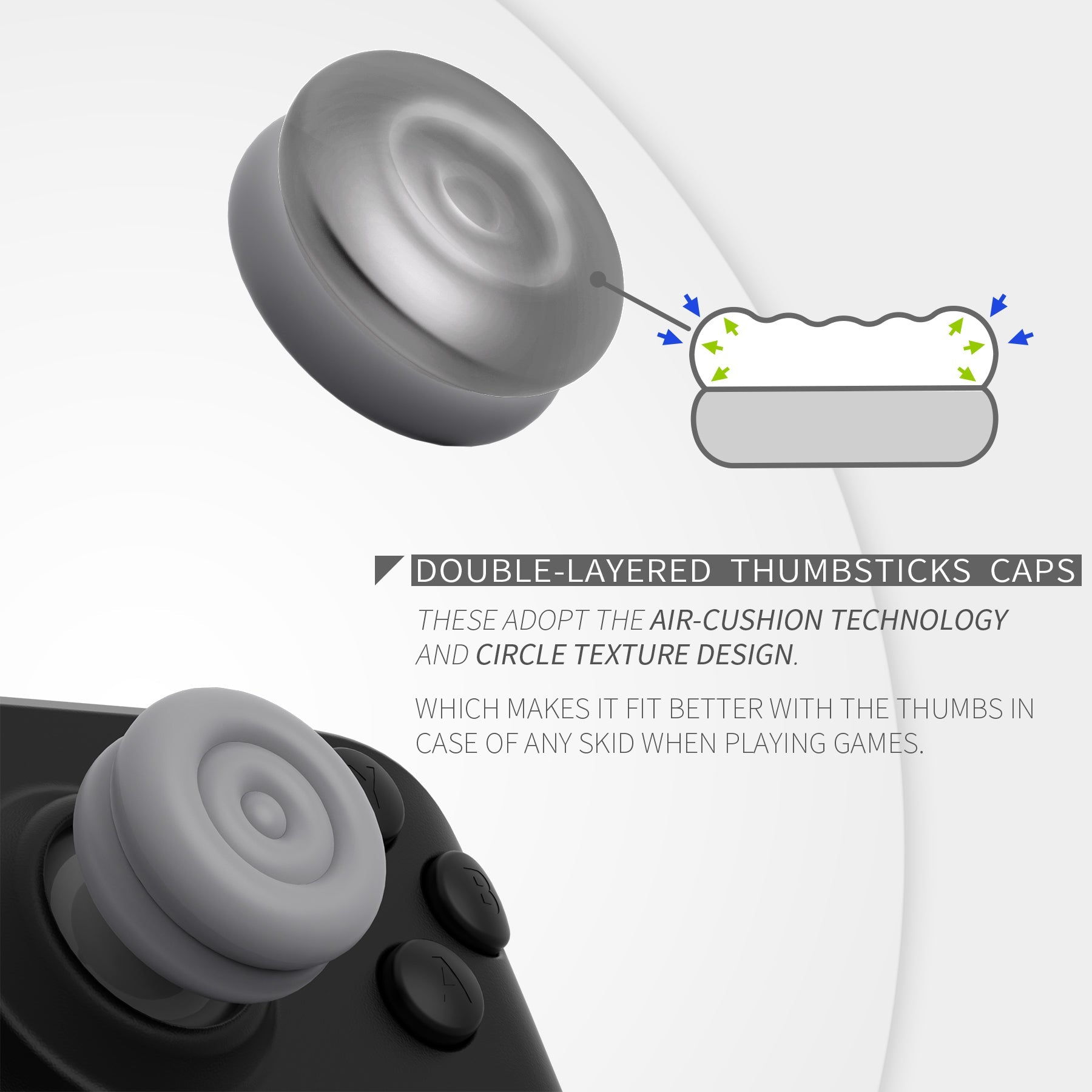 PlayVital Thumb Cushion Caps Thumb Grips for Steam Deck LCD & OLED (4-Pack), Height-Boost Joystick Cover with Anti-Slip Texture for Steam Deck Accessories, Joystick Protection - New Hope Gray PlayVital