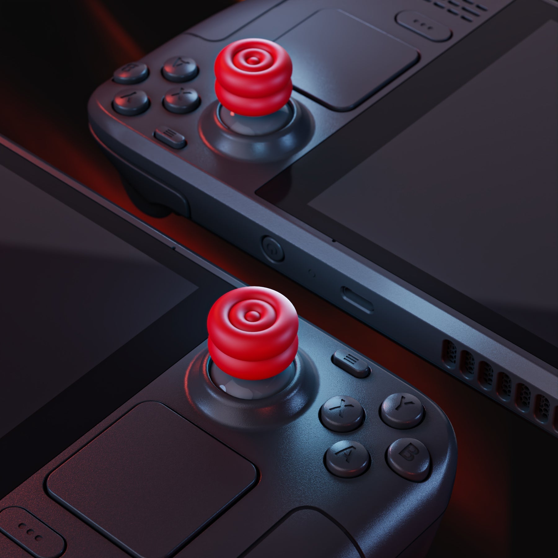 PlayVital Thumb Cushion Caps Thumb Grips for Steam Deck LCD & OLED (4-Pack), Height-Boost Joystick Cover with Anti-Slip Texture for Steam Deck Accessories, Joystick Protection - Passion Red PlayVital